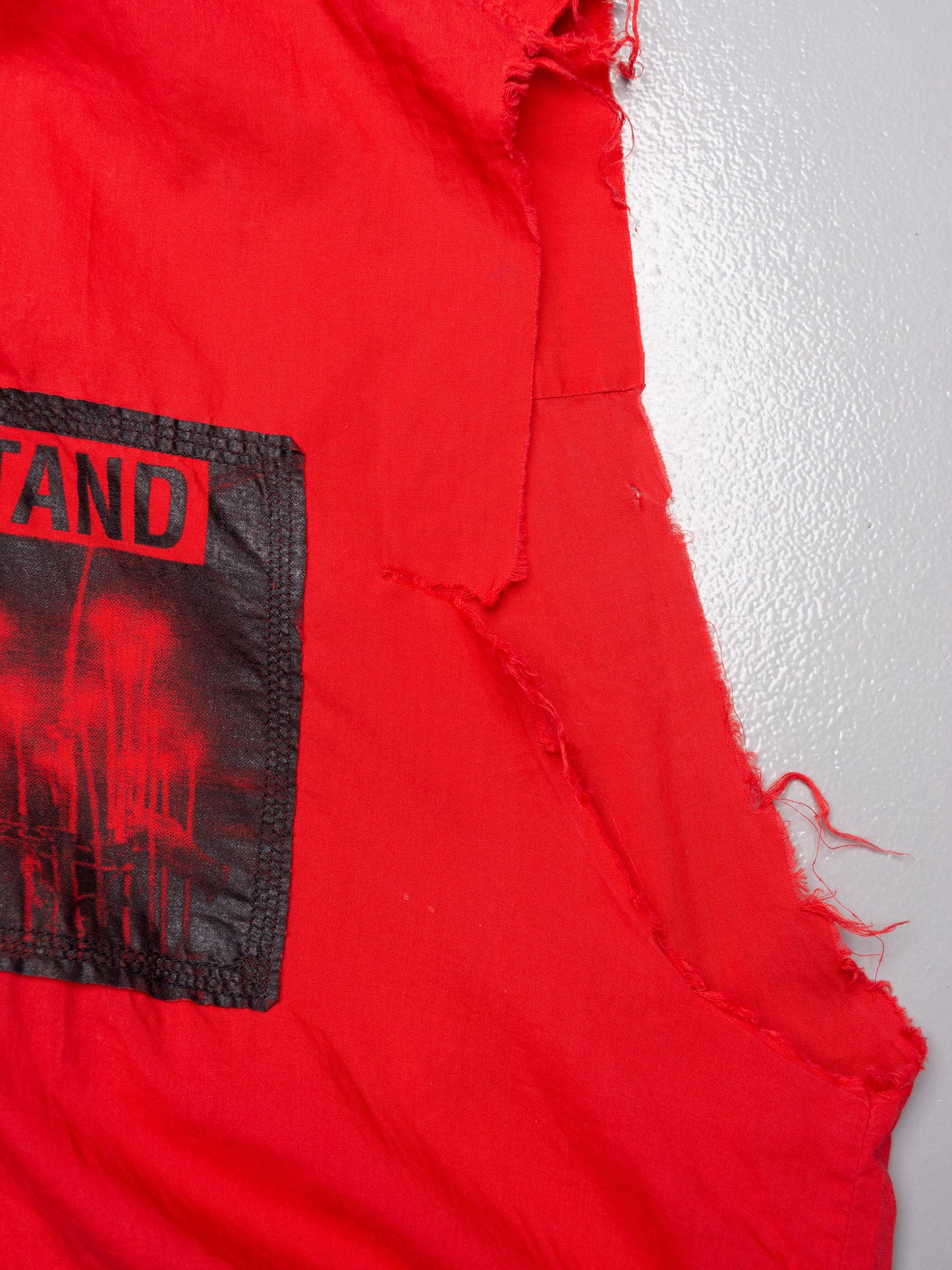 Raf Simons - S/S 2002 - sleeveless hooded shirt with patches - size 50