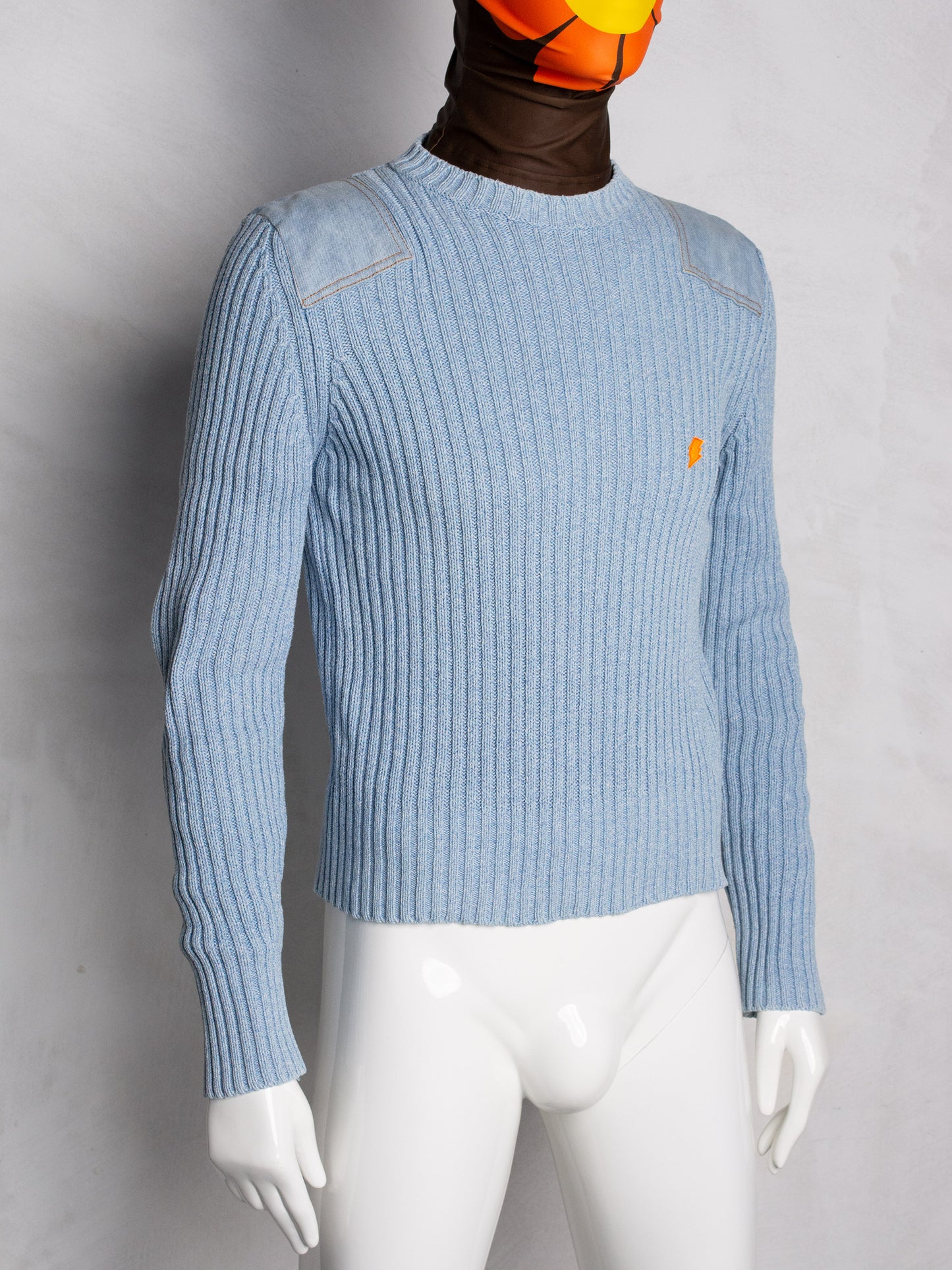 Wild & Lethal Jeans - (vintage) - baby blue cotton military sweater - men's size S