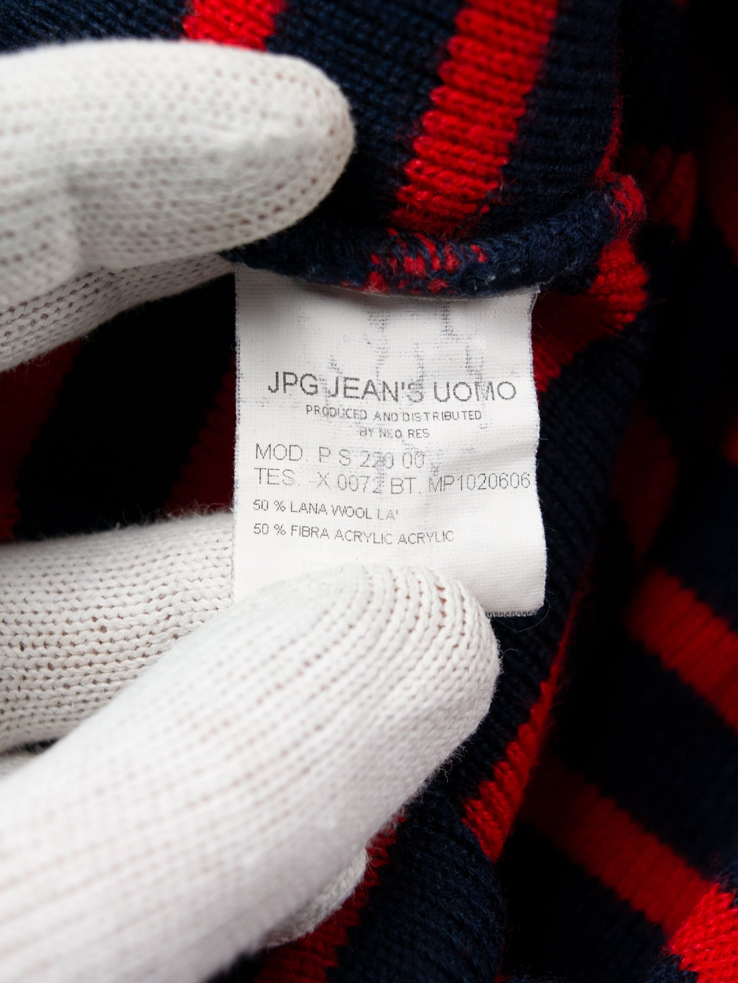 JPG.Jean's - (vintage) - striped knit turtleneck (navy) - men's size XL