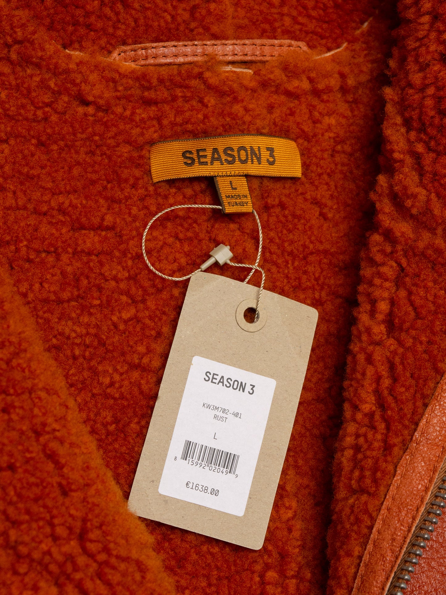 YEEZY Season 3 (2016) - Rust hooded shearling coat - men's size L