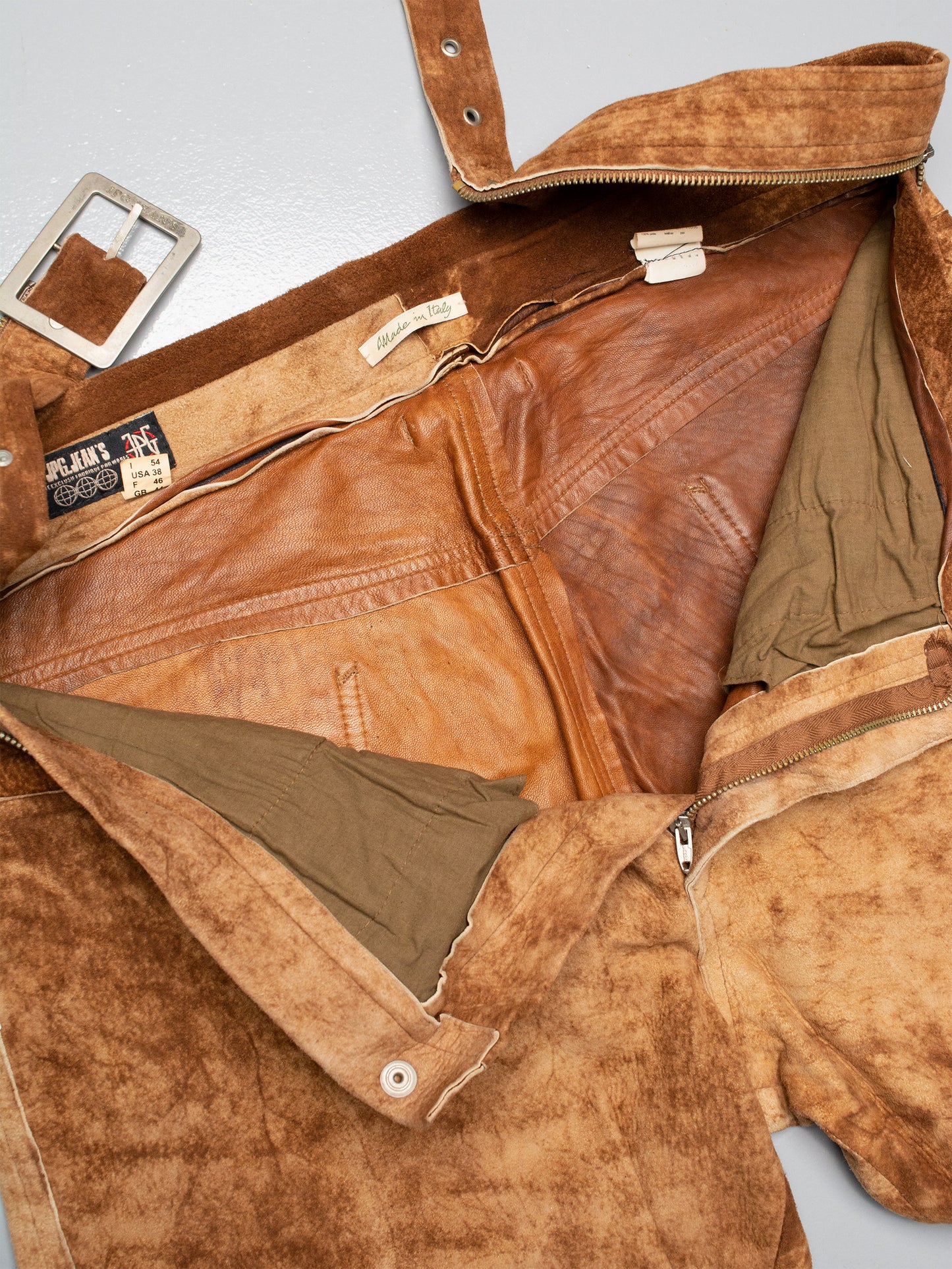 JPG.Jean's - (vintage) - men's belted cowhide leather pants - size 54