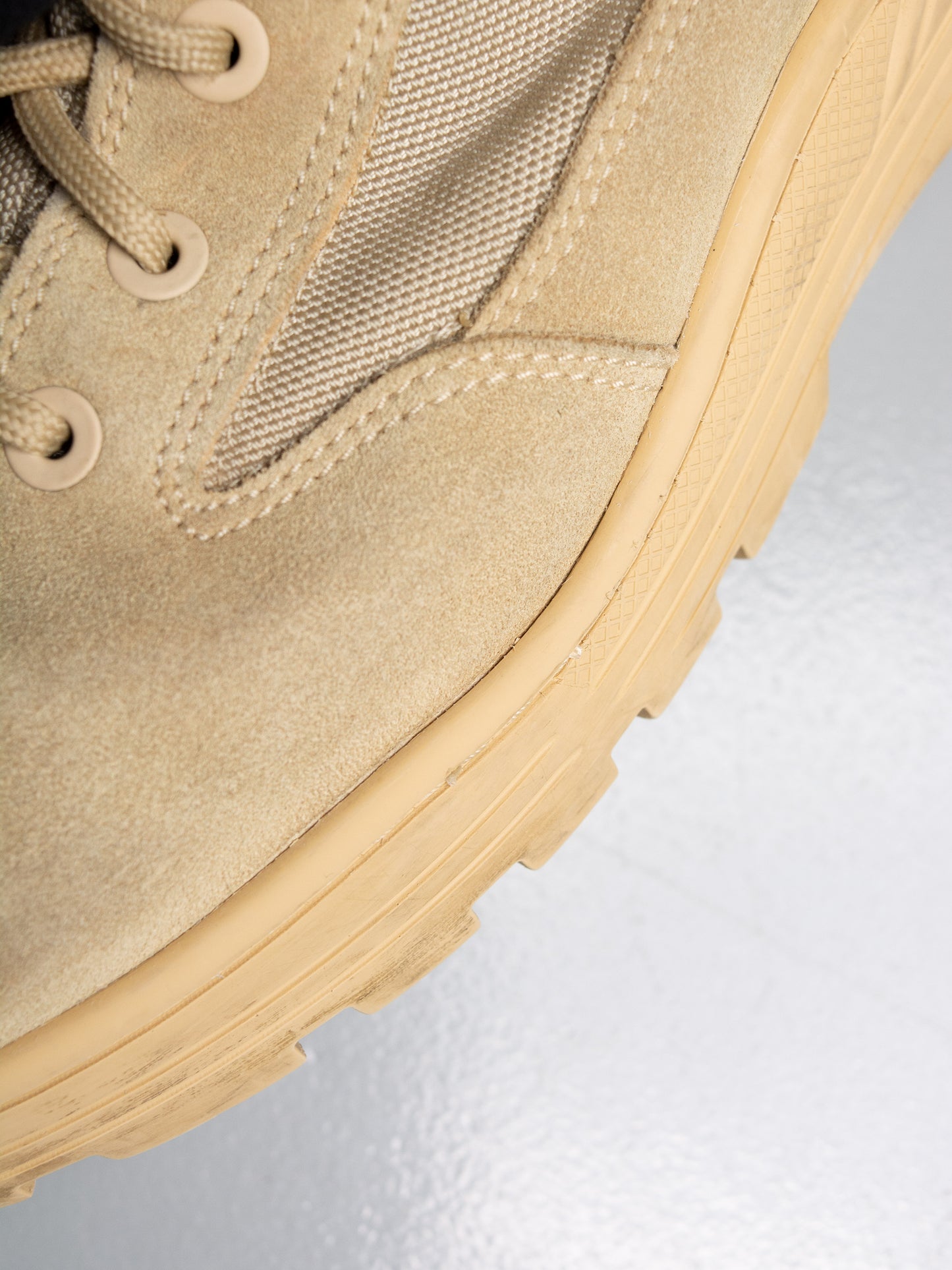 YEEZY Season 4 Nylon and Thick Suede Combat Boot (Sand) - size 45