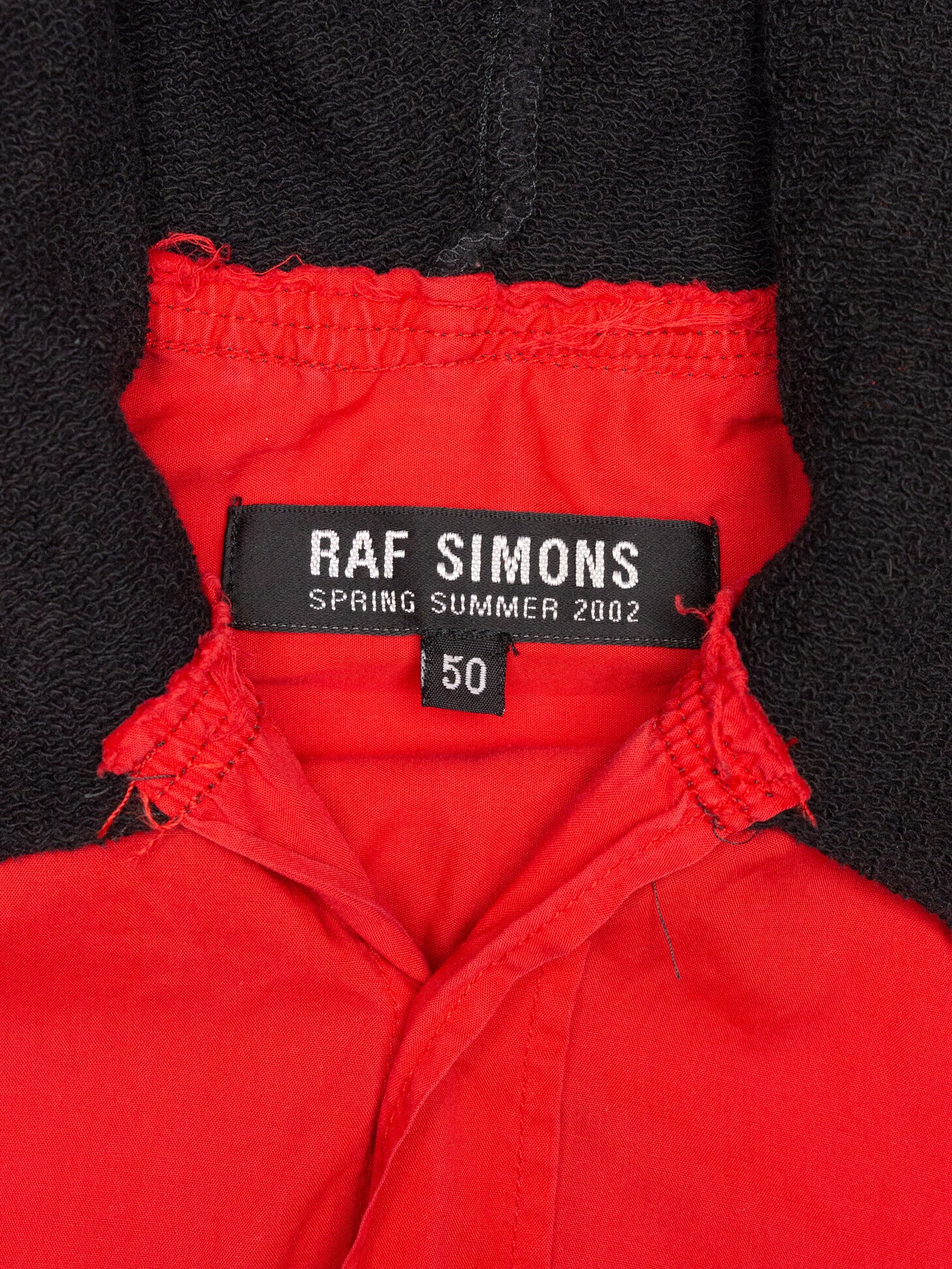 Raf Simons - S/S 2002 - sleeveless hooded shirt with patches - size 50