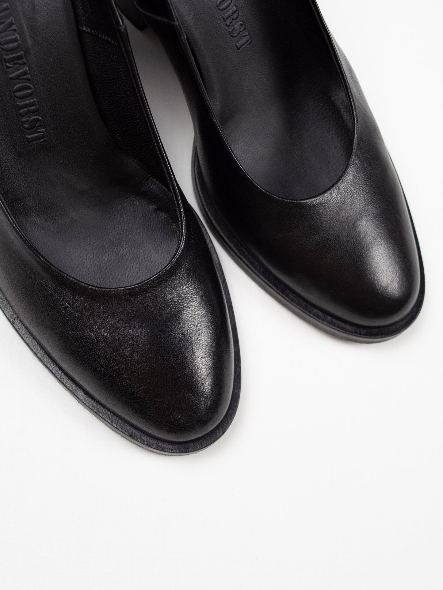 A.F.Vandevorst - round toe low heel pumps (black/black) - size 37 (75mm heel)