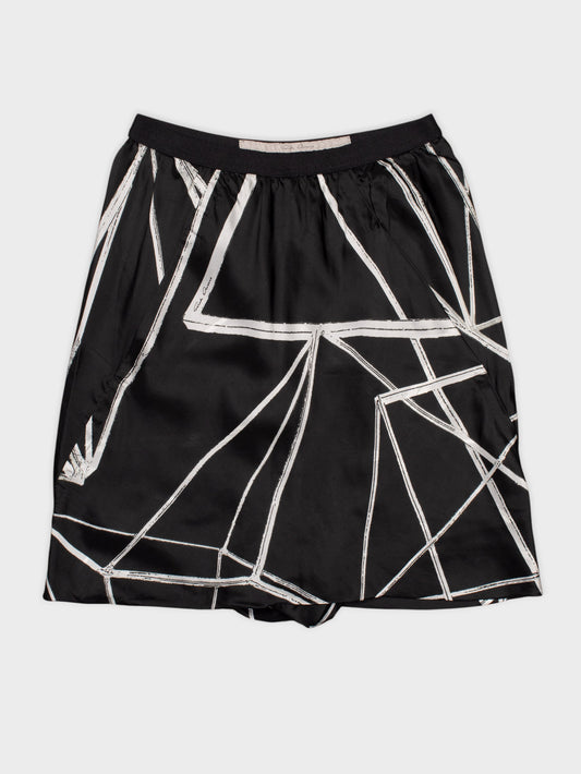 Rick Owens - S/S 2022- women's cupro geometric print shorts - size 38