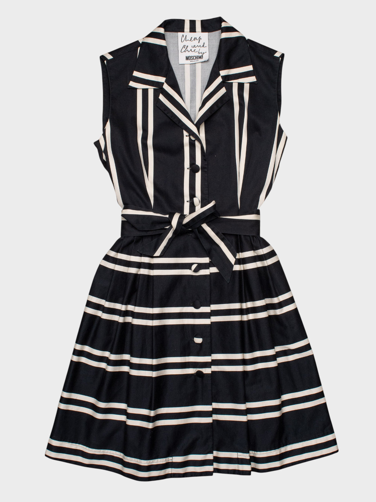 Moschino Cheap and Chic - vintage - striped shirt dress with waist tie - size 42