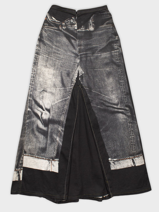 Gaultier Jean's - 1990's - trompe l'oeil maxi skirt - size 34