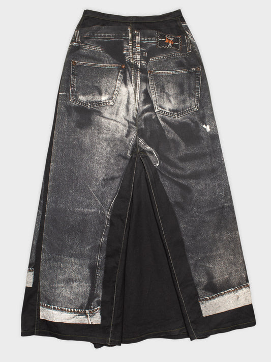 Gaultier Jean's - 1990's - trompe l'oeil maxi skirt - size 34