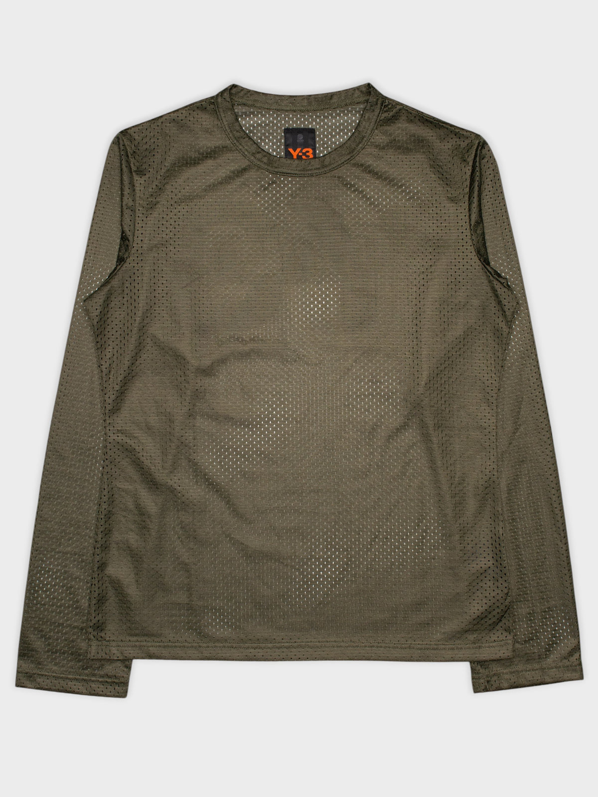 Y-3 S/S 2003 back logo jersey long-sleeve (green) - women's size M
