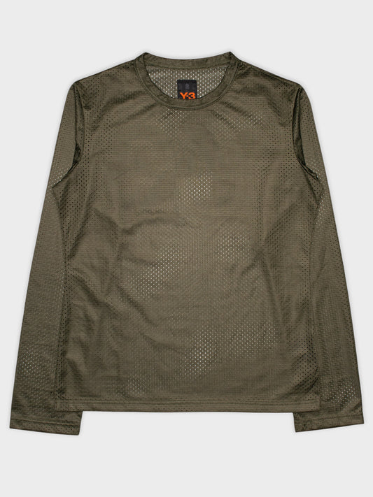 Y-3 S/S 2003 back logo jersey long-sleeve (green) - women's size M