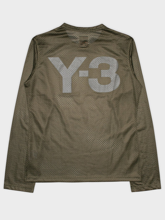 Y-3 S/S 2003 back logo jersey long-sleeve (green) - women's size M