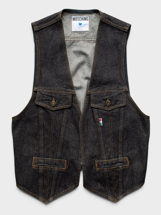 Moschino - 1980's - denim vest - men's size 48