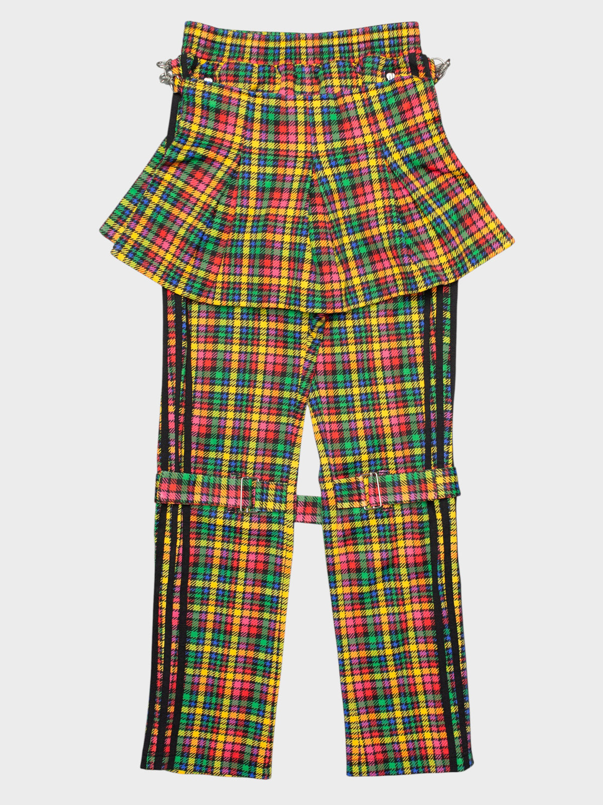 adidas Originals by Jeremy Scott - S/S 2011 - plaid bondage track pants - size XS