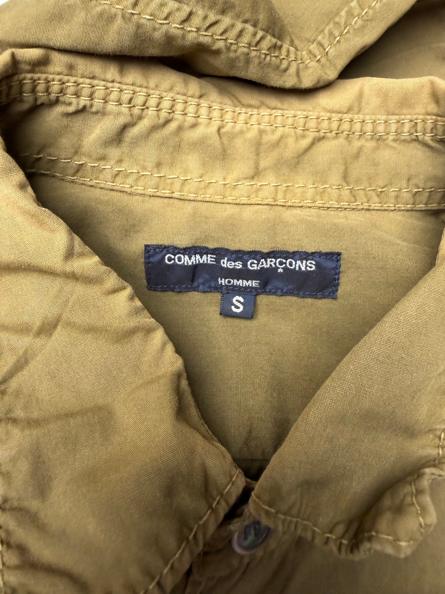Comme des Garçons Homme khaki short sleeve shirt - size S
