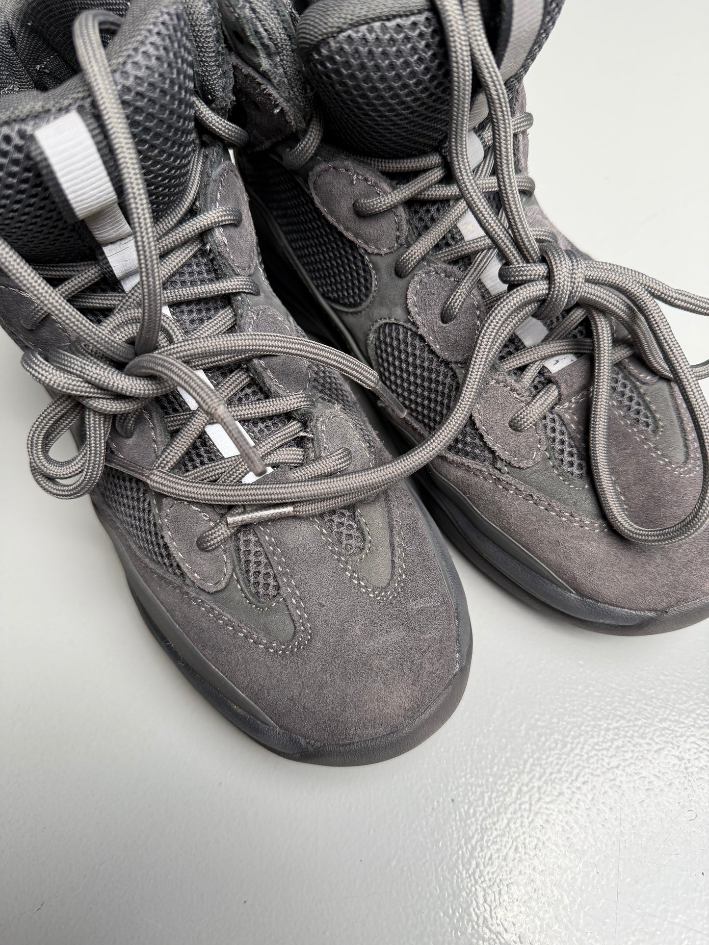 YEEZY Season 6 Graphite Thick Suede, Mesh and Nubuck Desert Boots - size 41
