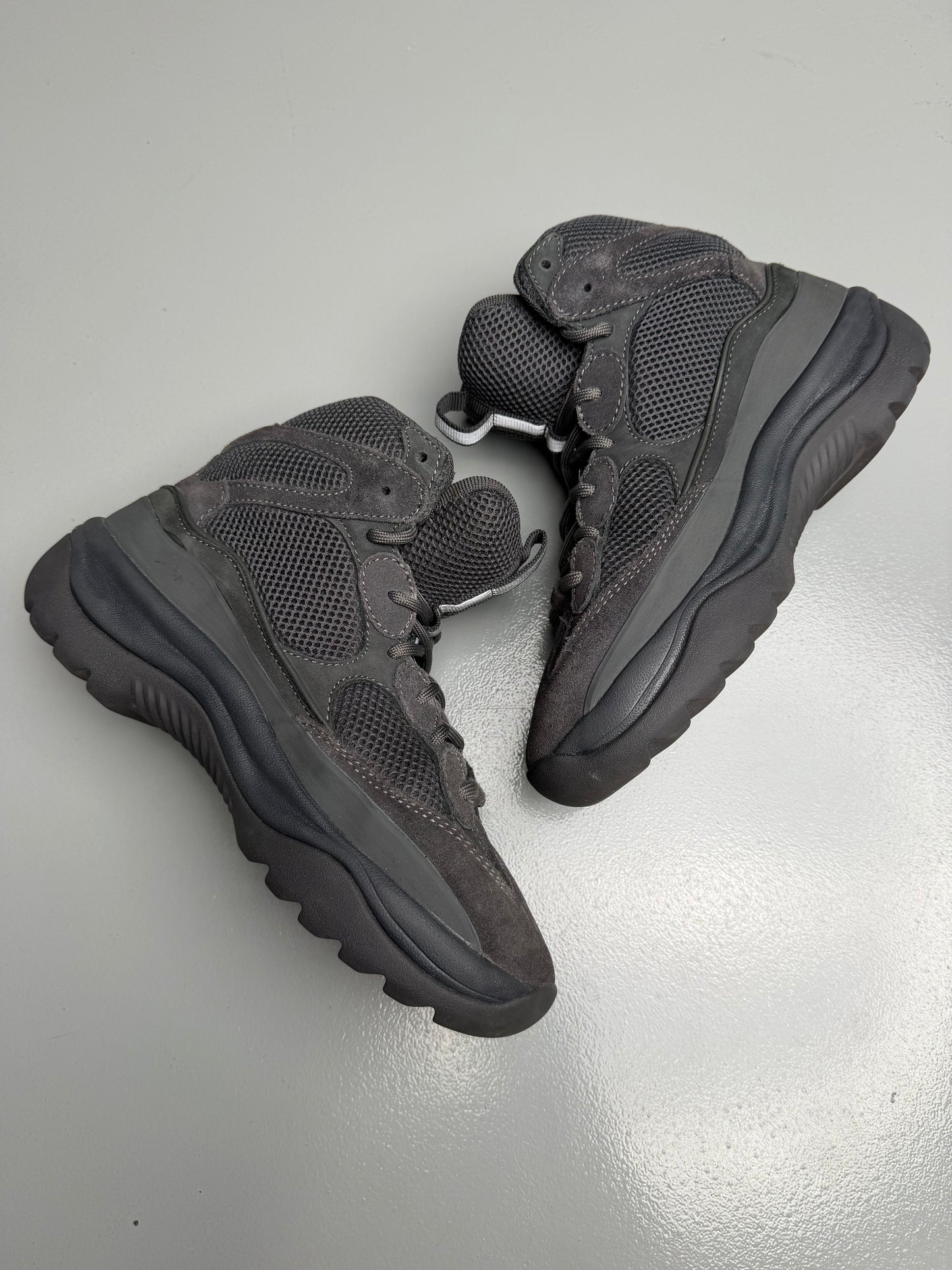 YEEZY Season 6 Graphite Thick Suede, Mesh and Nubuck Desert Boots - size 41