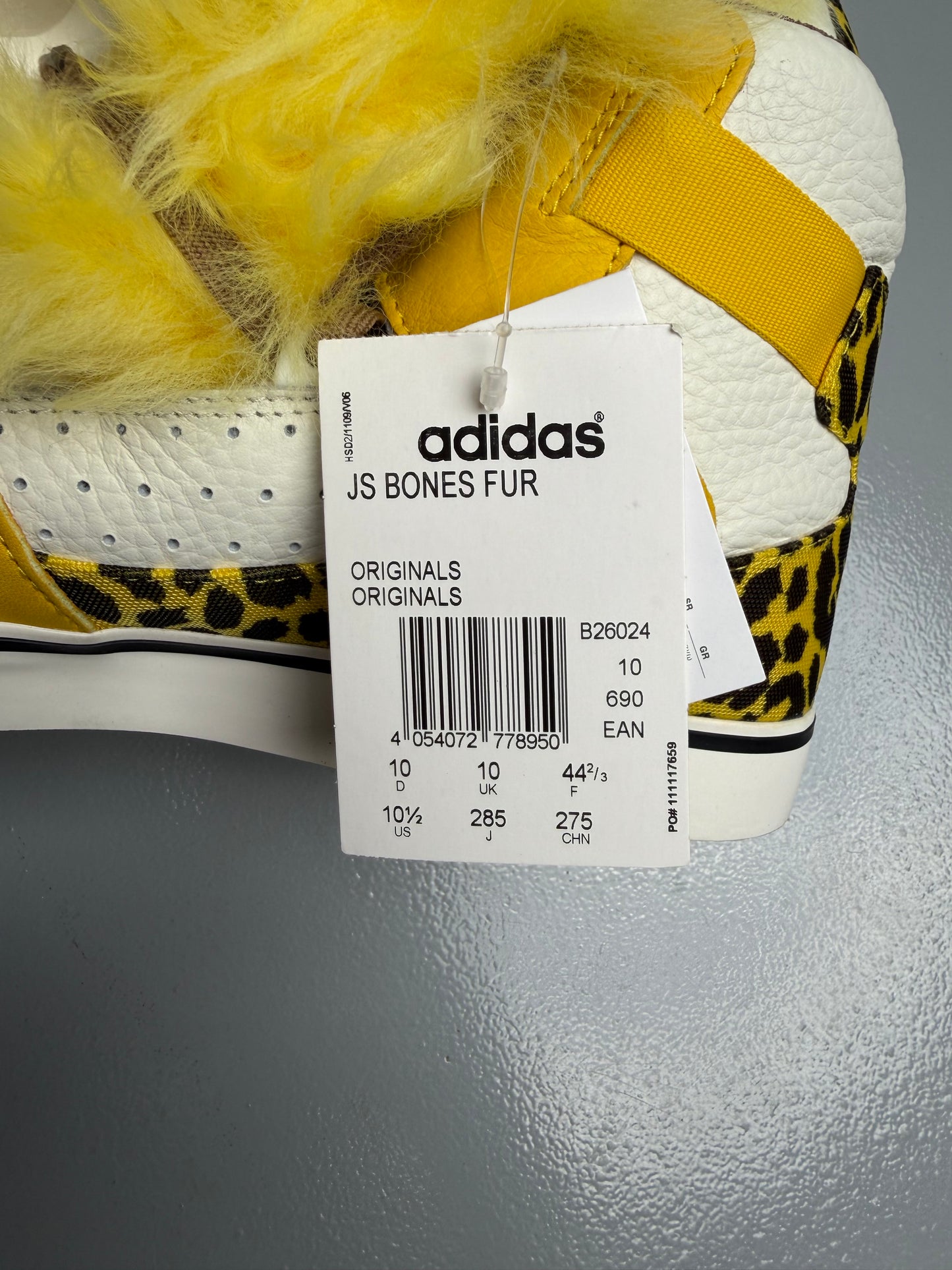 adidas Originals by Jeremy Scott S/S 2015 JS Bones Fur - size 44 2/3