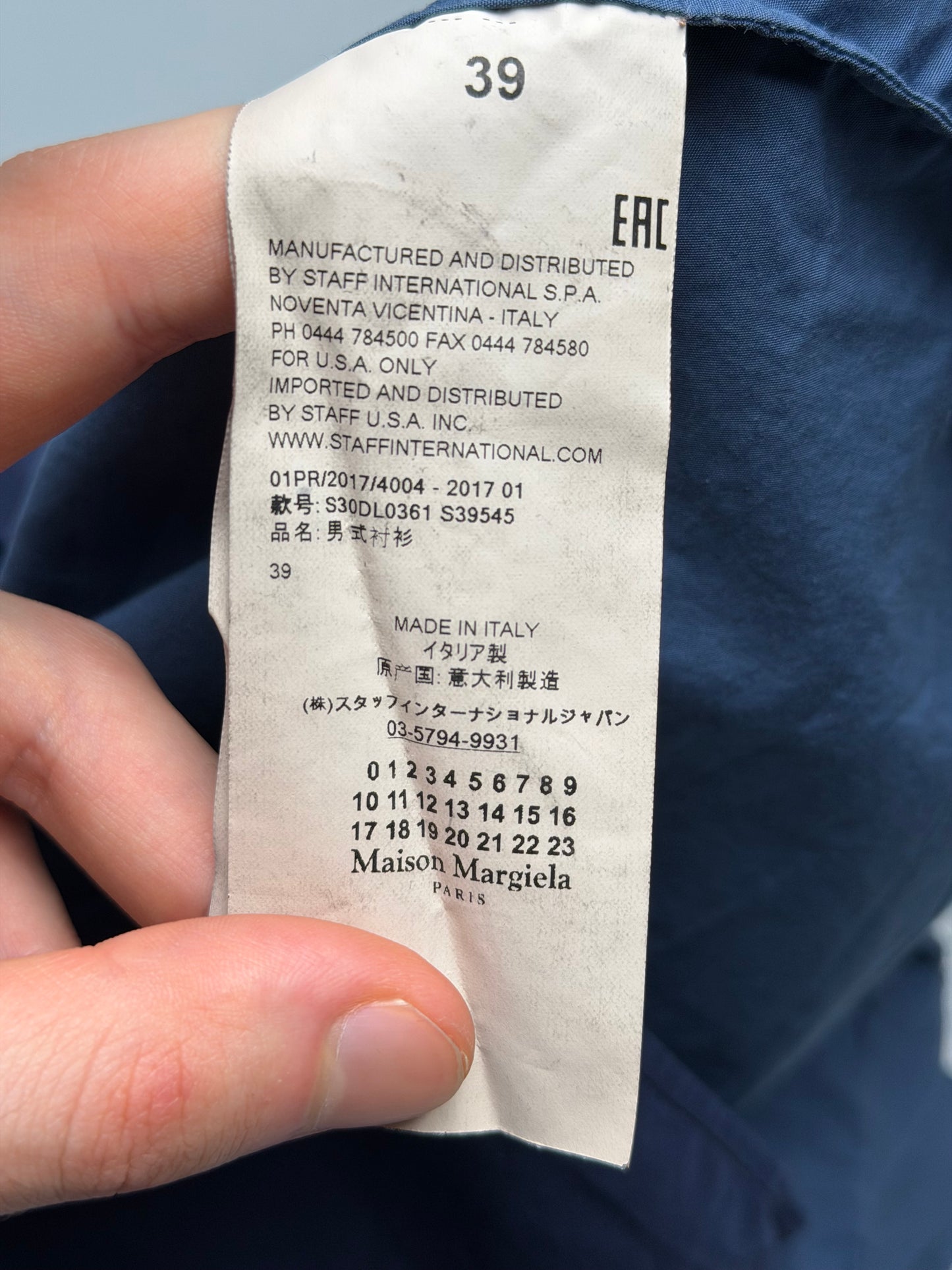 2017 Maison Martin Margiela line 14 SS01 split shirt - size 39