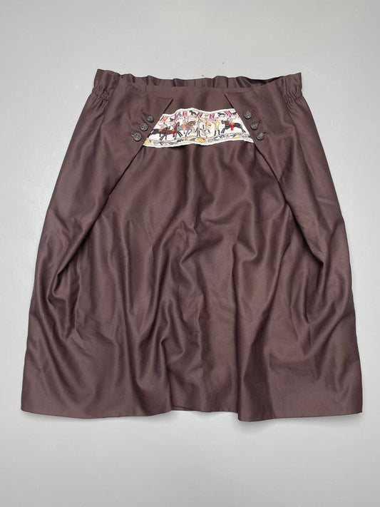 (sample) Bernhard Willhelm A/W 2001 wool skirt with embroidered detail - size 40