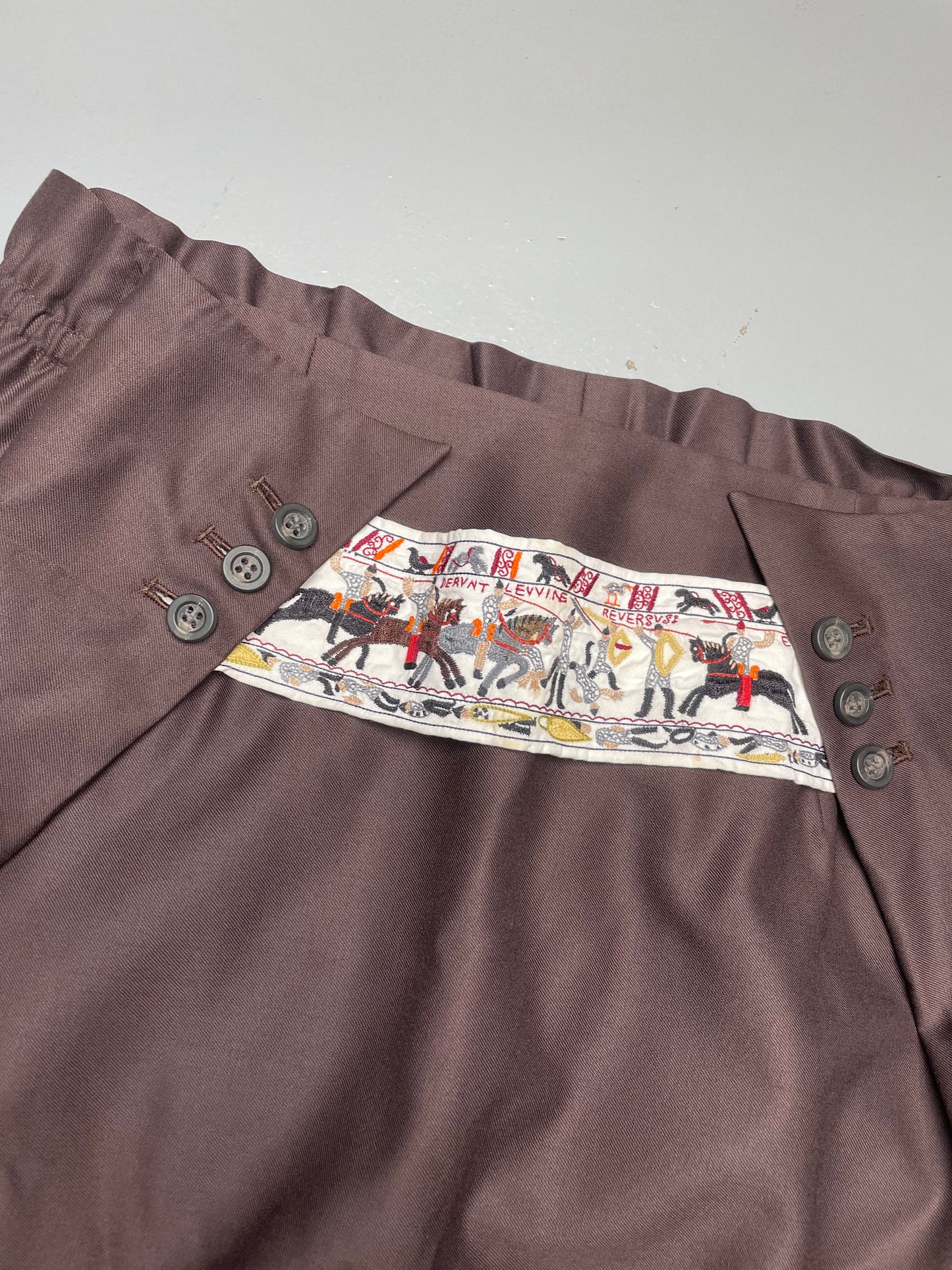 (sample) Bernhard Willhelm A/W 2001 wool skirt with embroidered detail - size 40