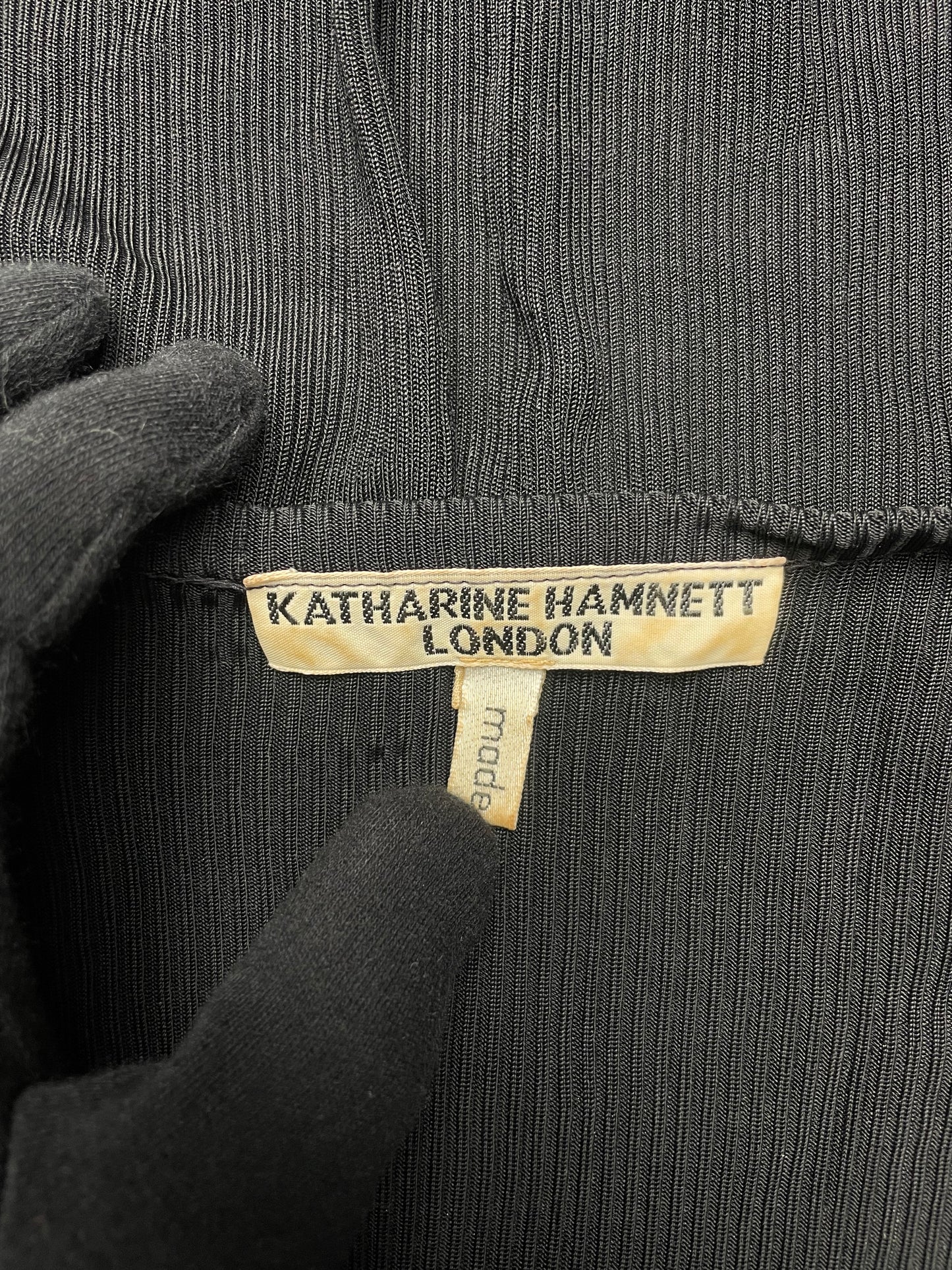 1993 Katharine Hamnett London sheer ribbed long-sleeve bodycon mini dress - size L