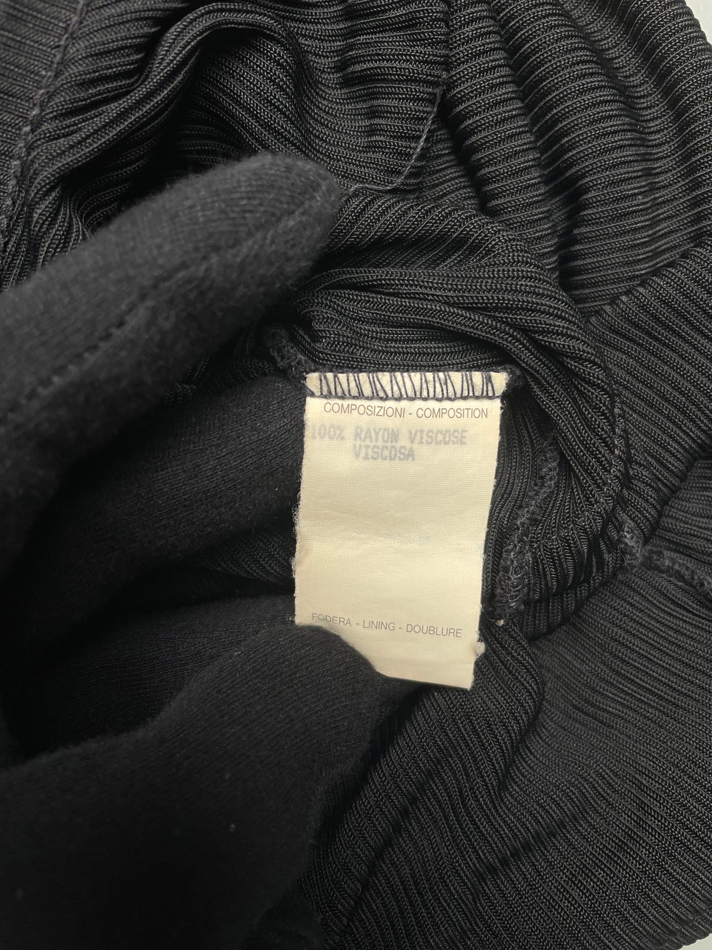 1993 Katharine Hamnett London sheer ribbed long-sleeve bodycon mini dress - size L