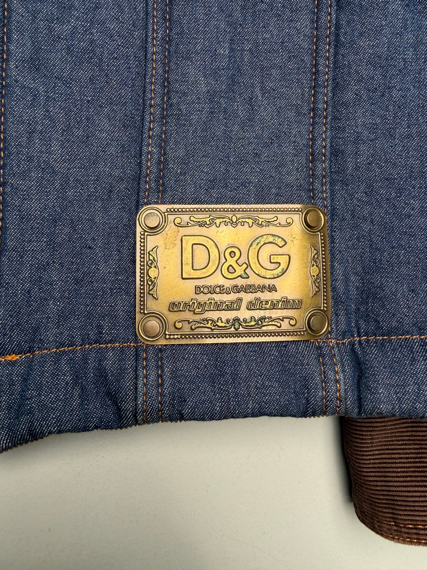 vintage D&G Dolce & Gabbana faux fur lined denim trucker jacket