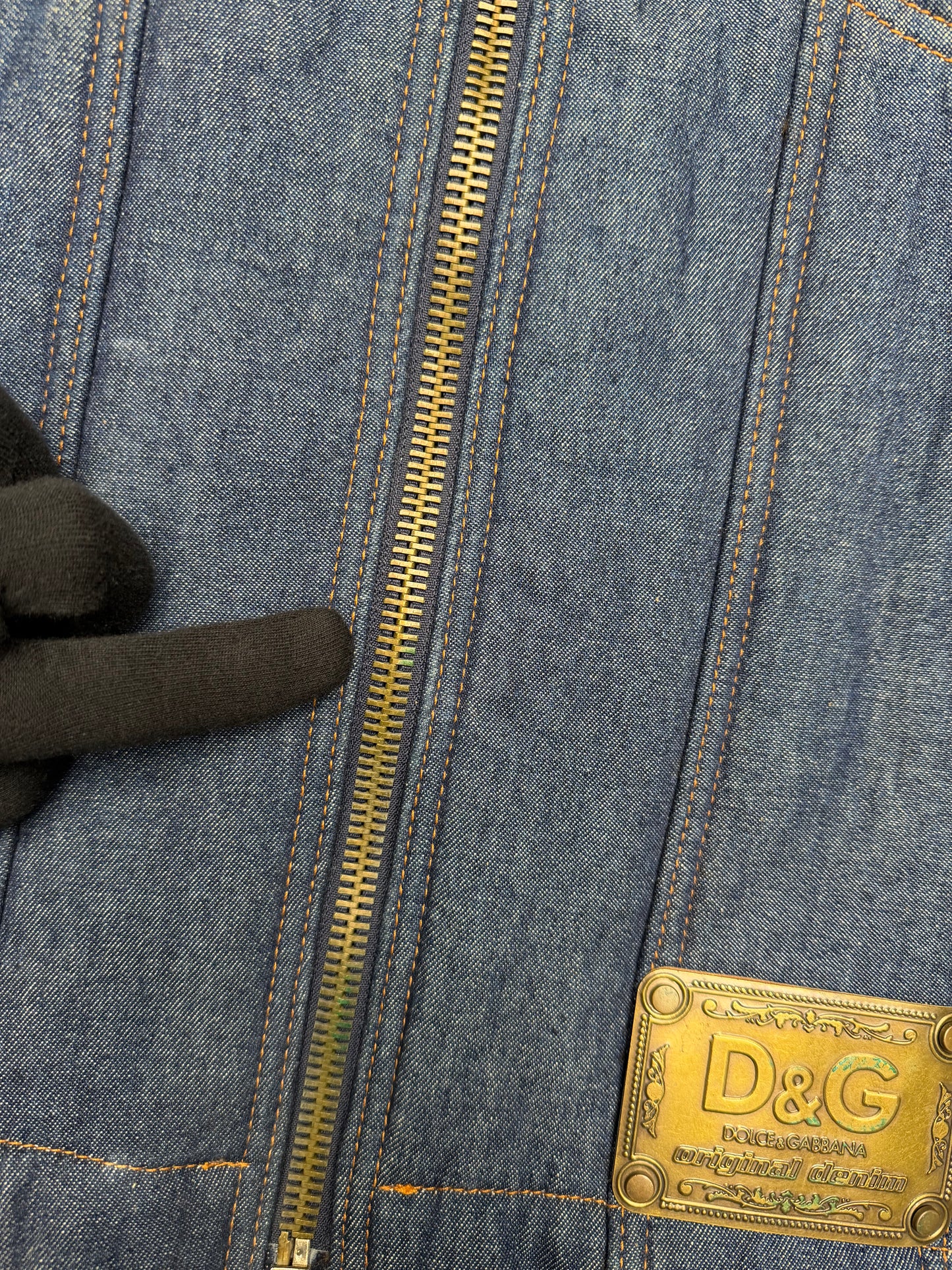 vintage D&G Dolce & Gabbana faux fur lined denim trucker jacket