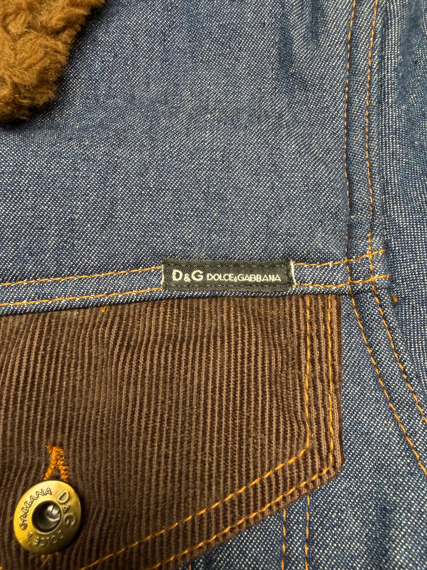vintage D&G Dolce & Gabbana faux fur lined denim trucker jacket
