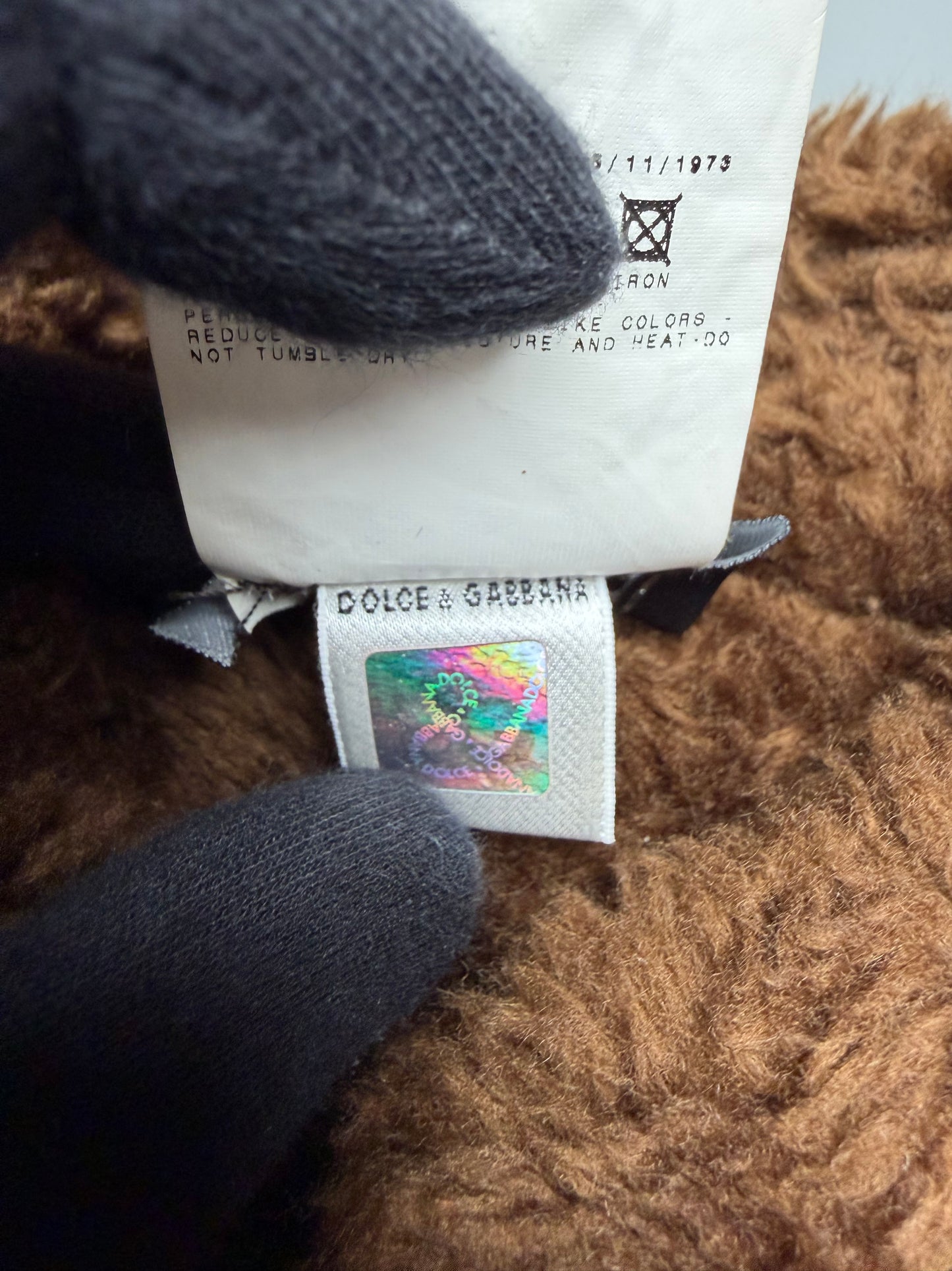 vintage D&G Dolce & Gabbana faux fur lined denim trucker jacket