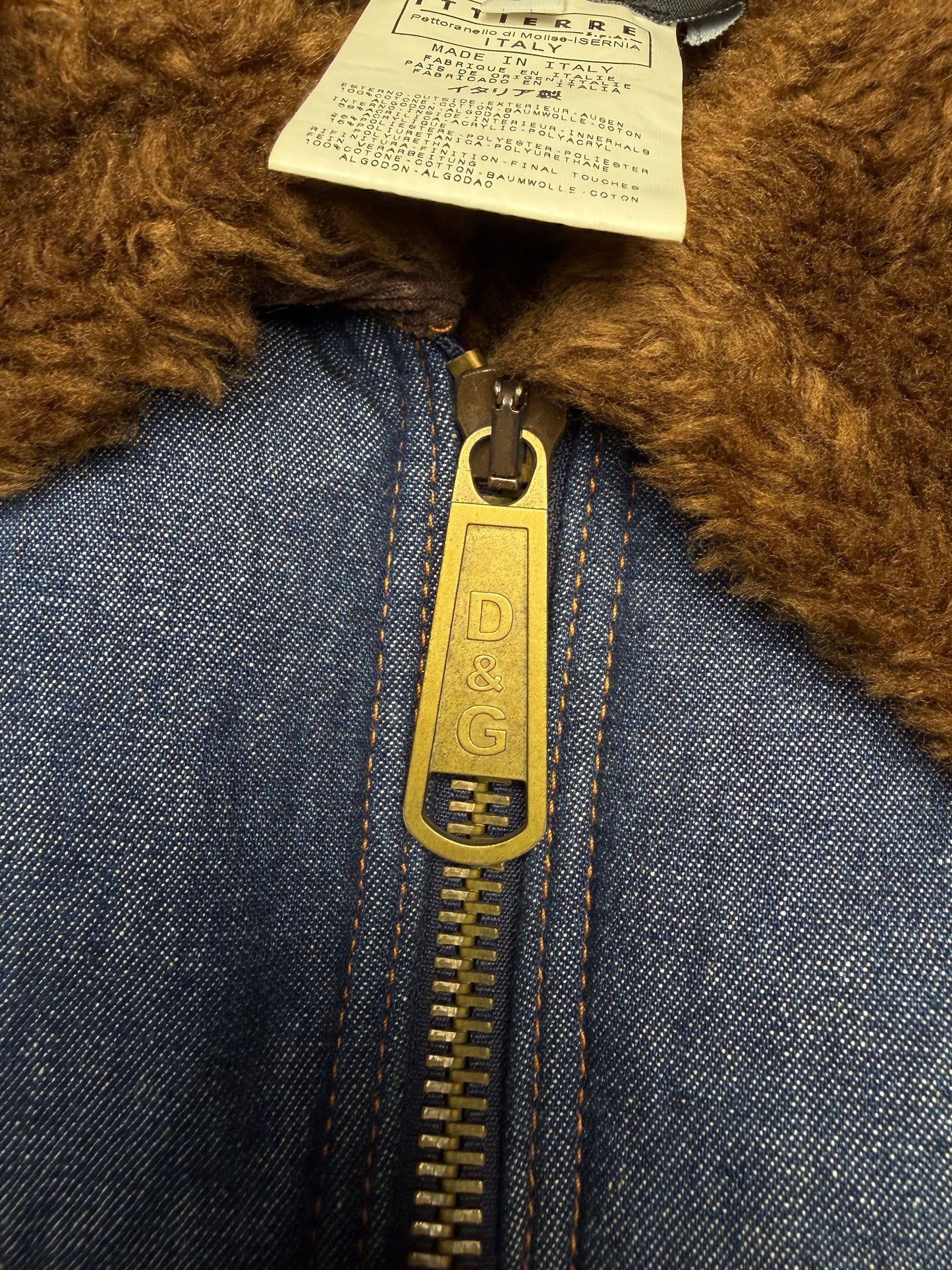 vintage D&G Dolce & Gabbana faux fur lined denim trucker jacket