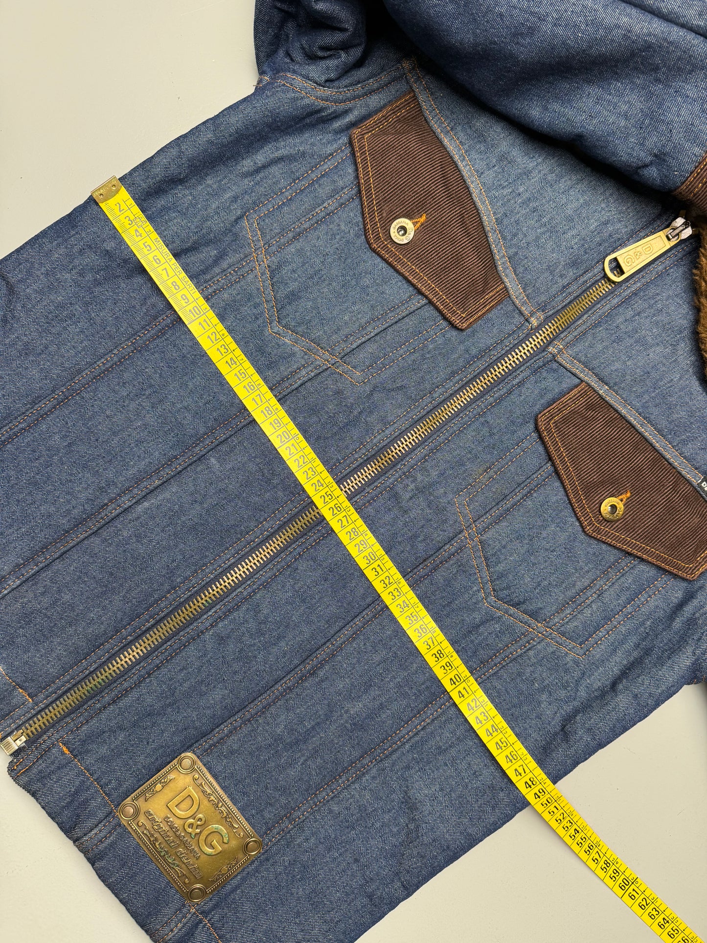 vintage D&G Dolce & Gabbana faux fur lined denim trucker jacket
