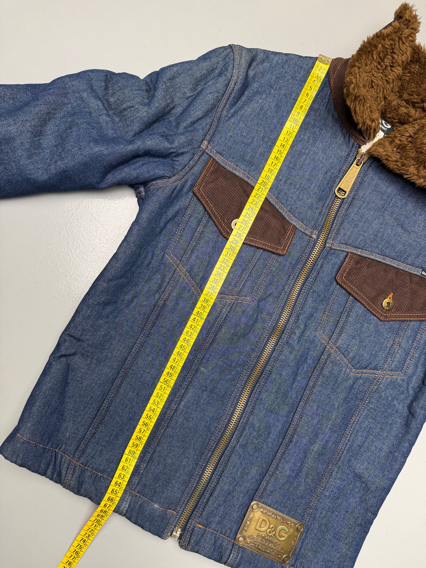 vintage D&G Dolce & Gabbana faux fur lined denim trucker jacket
