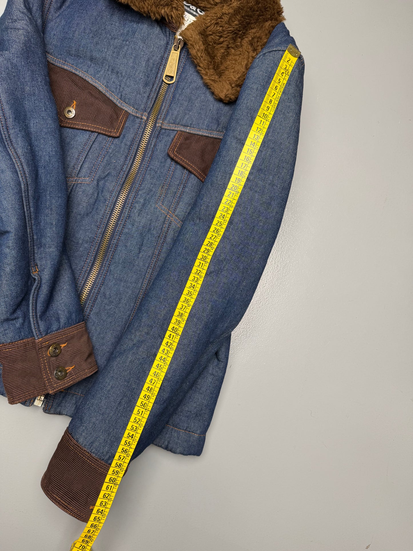 vintage D&G Dolce & Gabbana faux fur lined denim trucker jacket