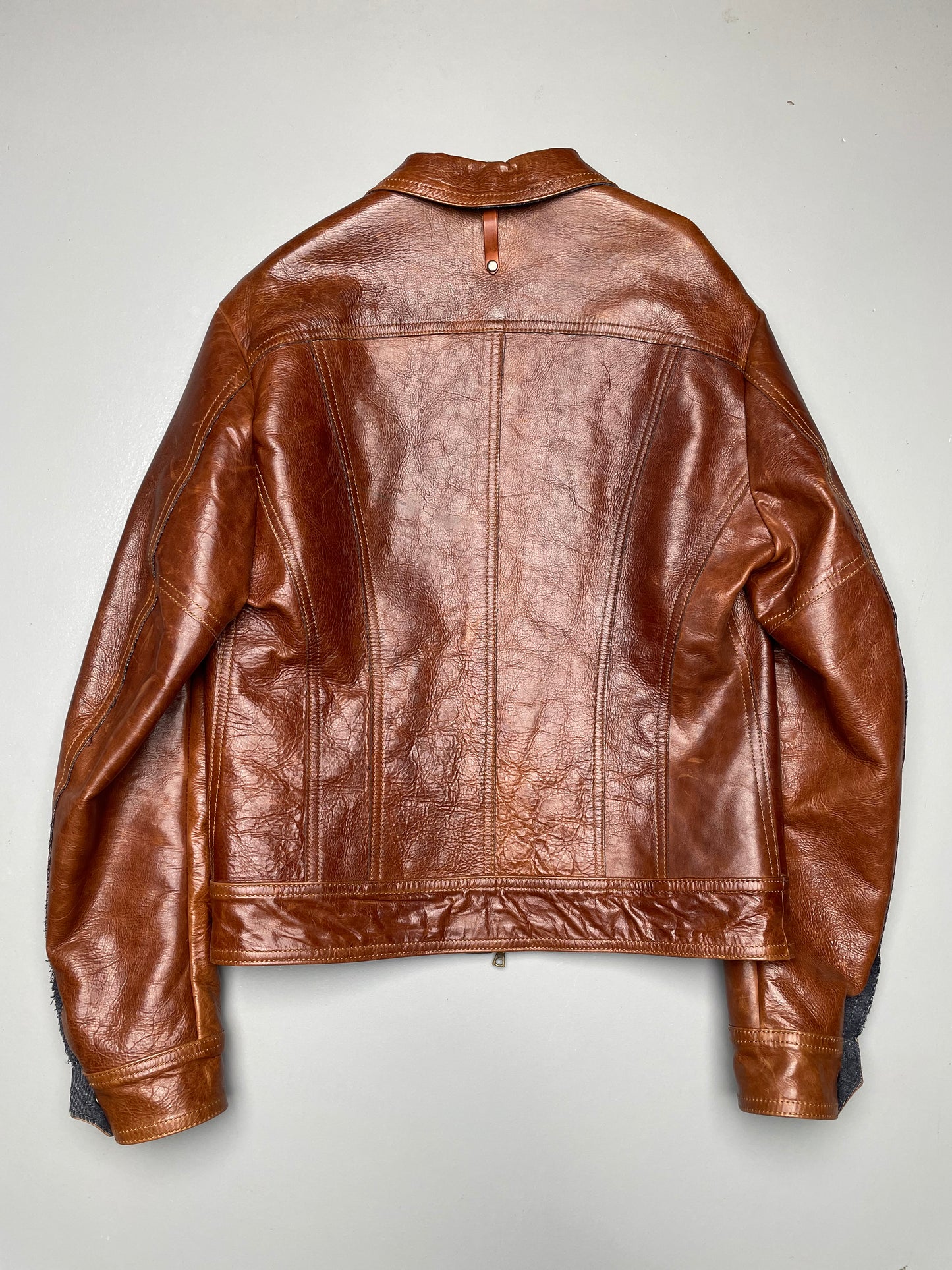 vintage Isaac Sellam Experience cowhide and denim leather jacket - size M