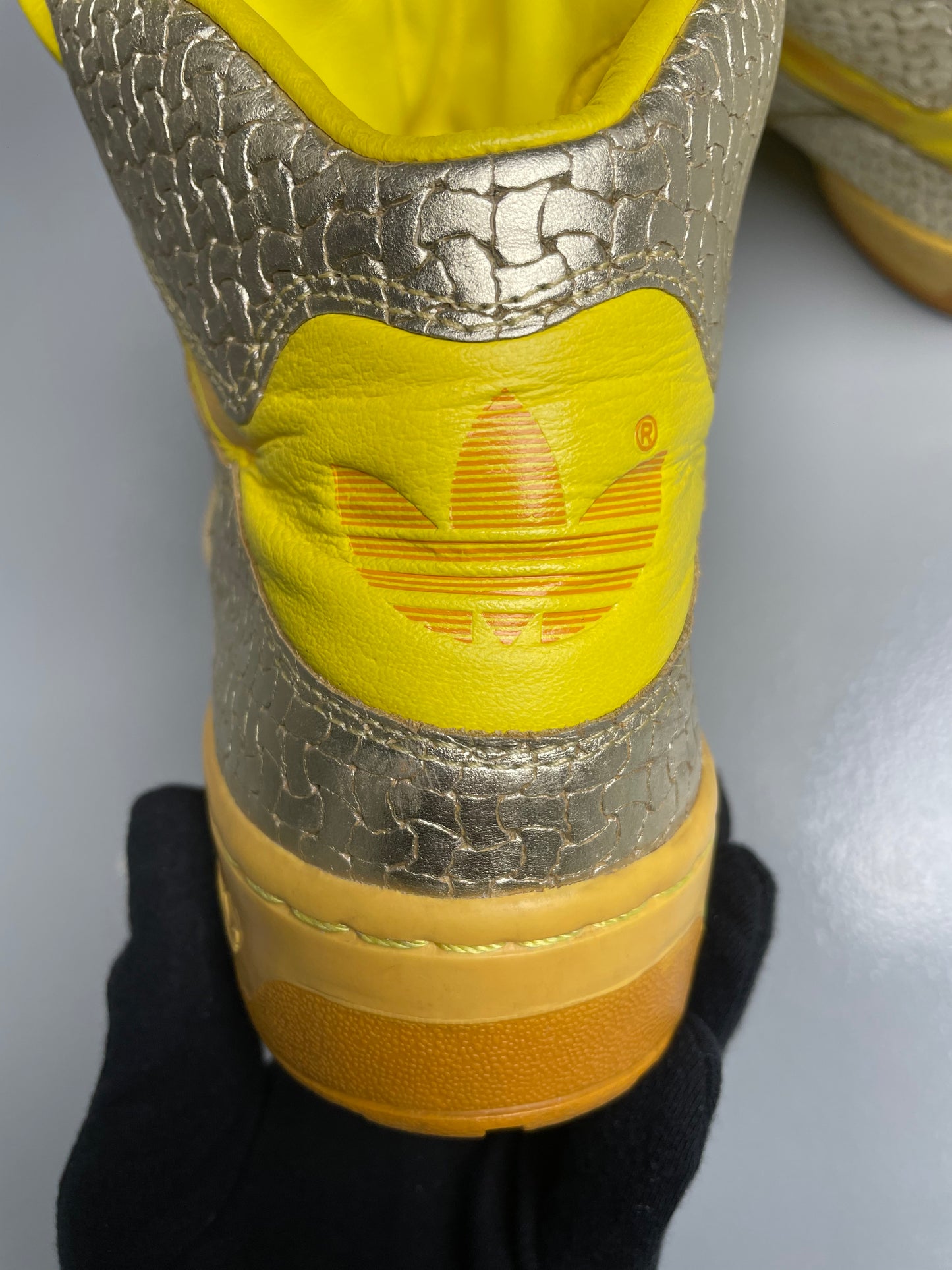 adidas Originals by Jeremy Scott S/S 2010 JS Logo (Metallic Gold/Lemon Peel/High Yellow) - size 42