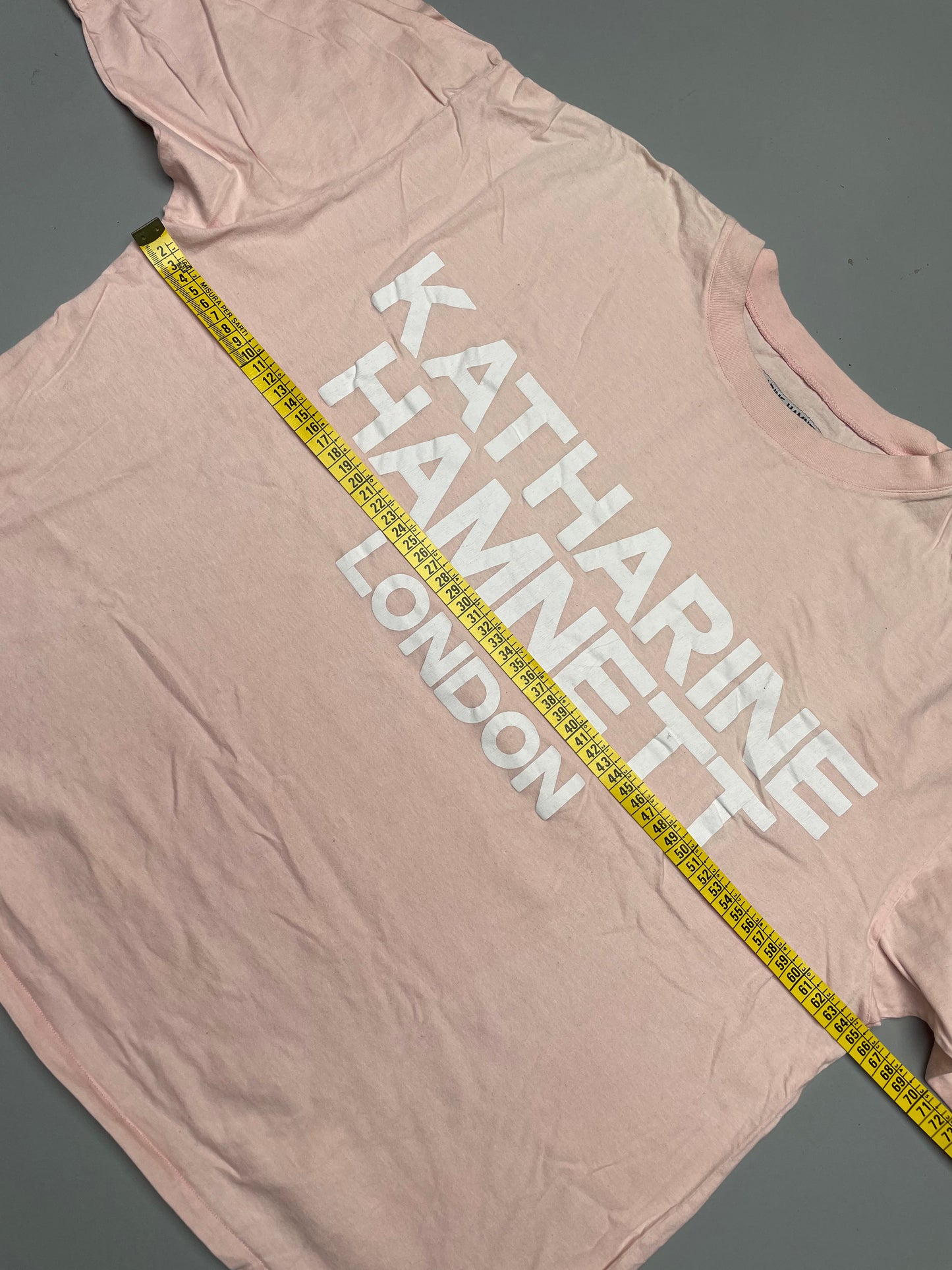vintage Katharine Hamnett London logo baby pink t-shirt - size L