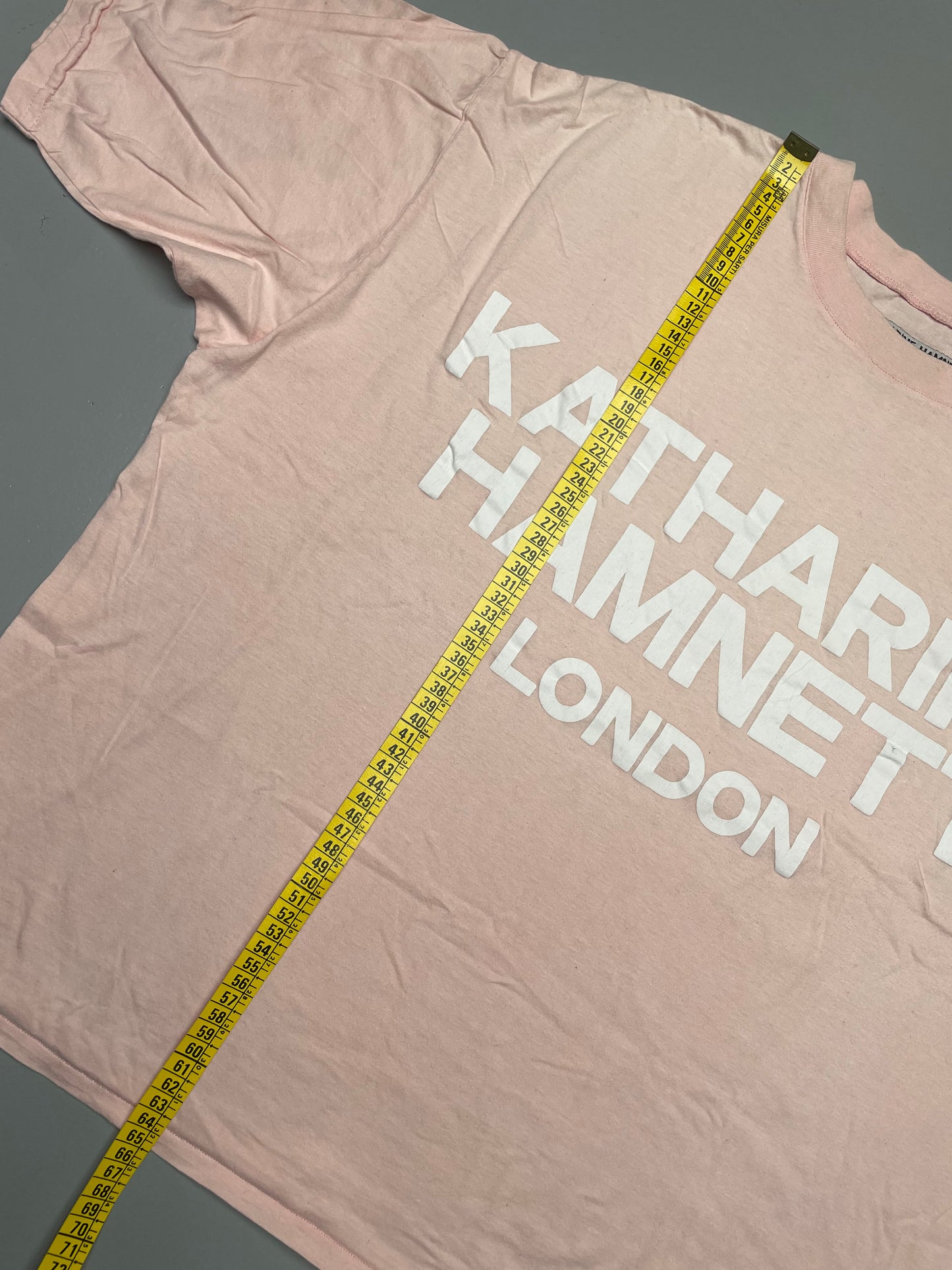 vintage Katharine Hamnett London logo baby pink t-shirt - size L