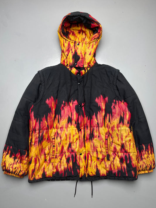 Bernhard Willhelm A/W 2004 flame puffer jacket with removable sleeves and hood - size 52