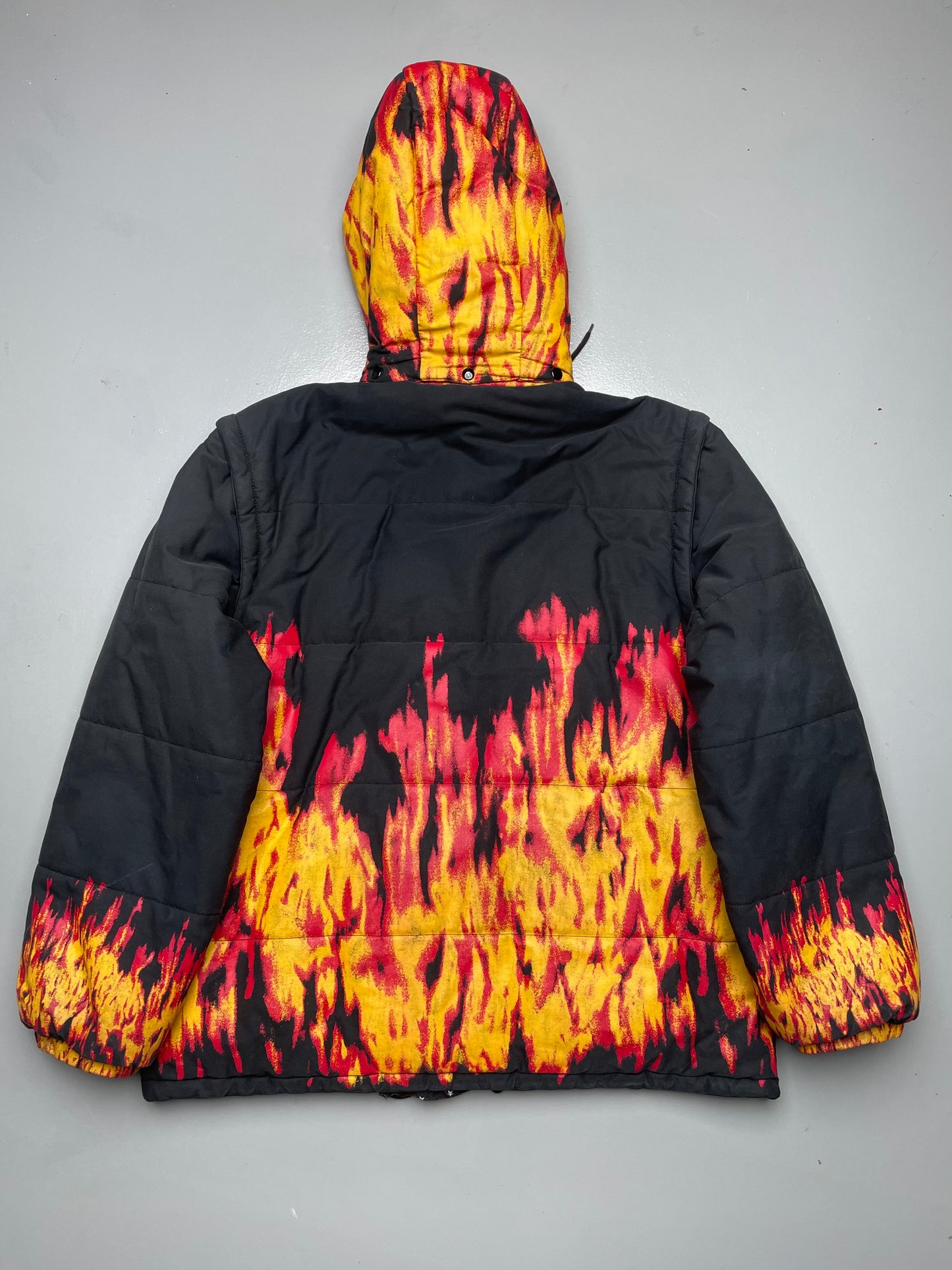 Bernhard Willhelm A/W 2004 flame puffer jacket with removable sleeves and hood - size 52