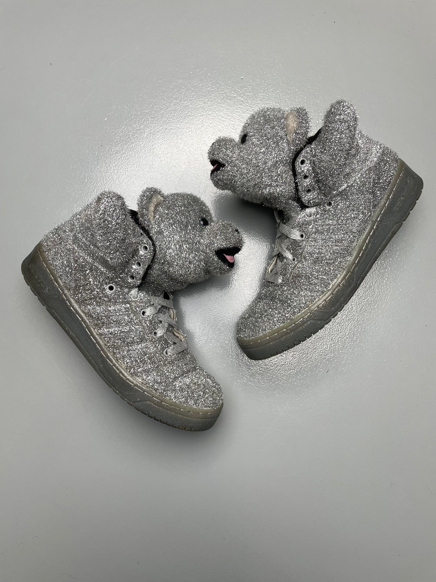adidas Originals by Jeremy Scott A/W 2013 JS Bear "Tinsel Silver" - size 44 2/3