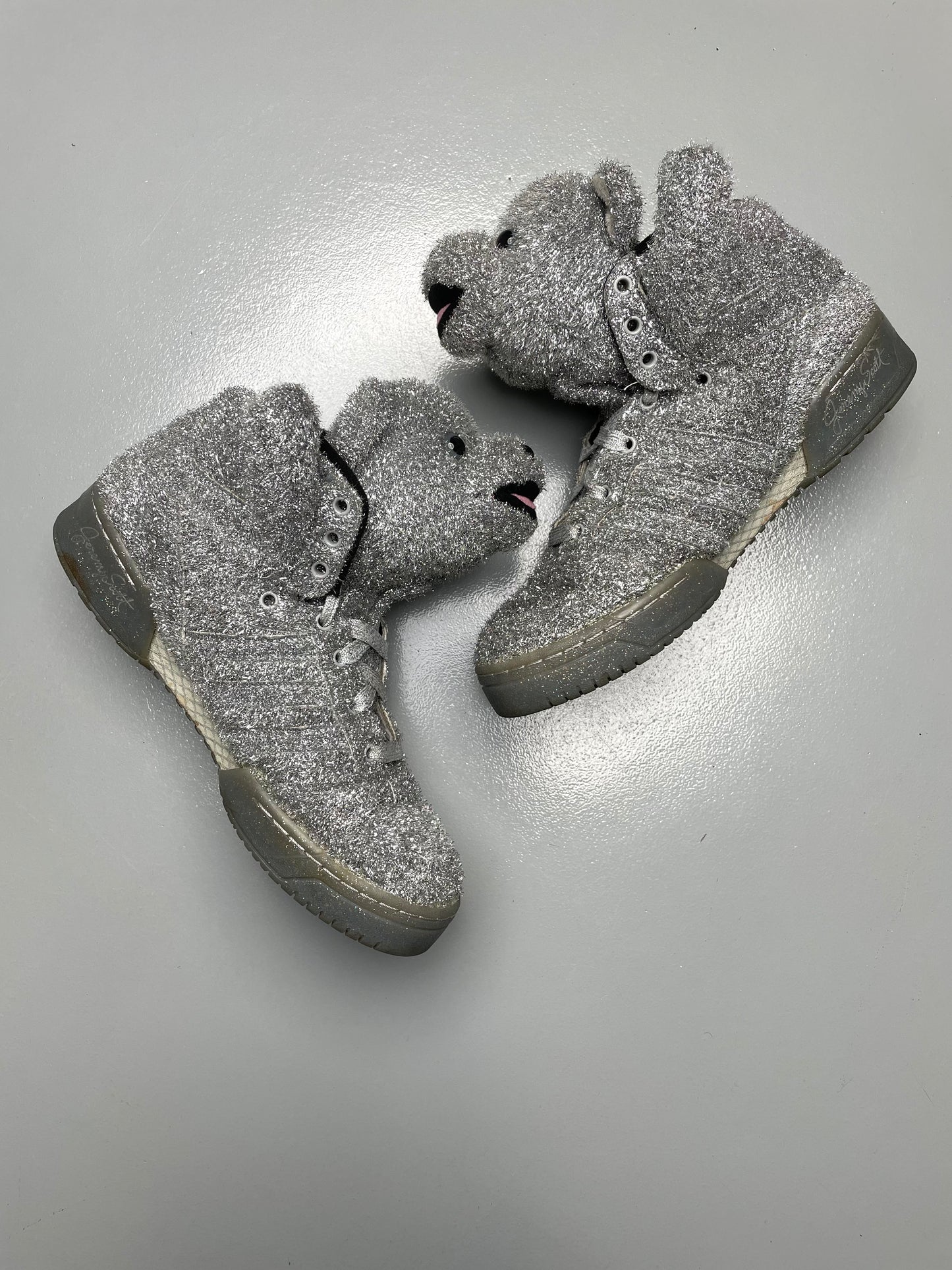 adidas Originals by Jeremy Scott A/W 2013 JS Bear "Tinsel Silver" - size 44 2/3