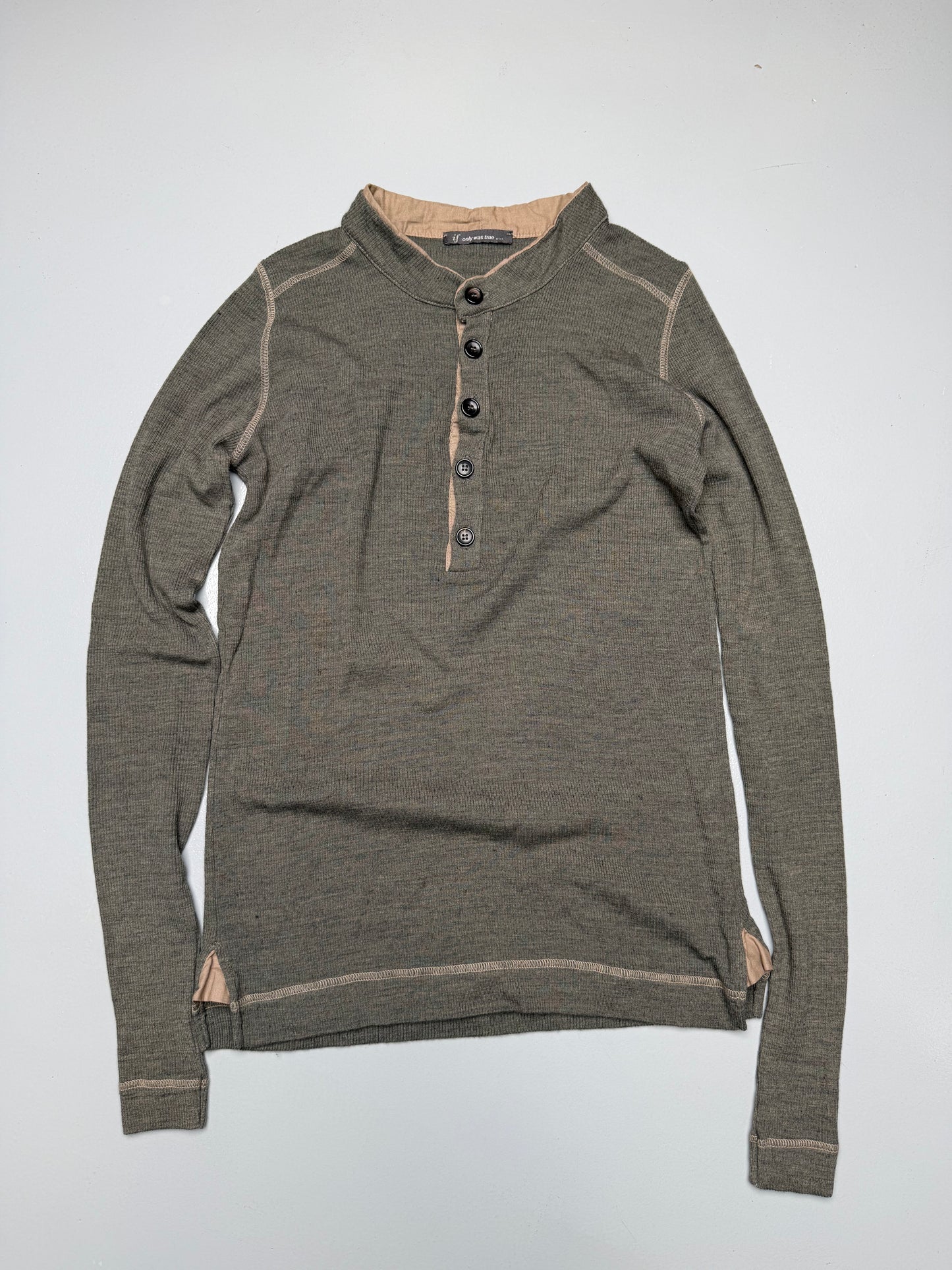 if only was true.... ribbed cotton and silk long-sleeve t-shirt - men's size 48