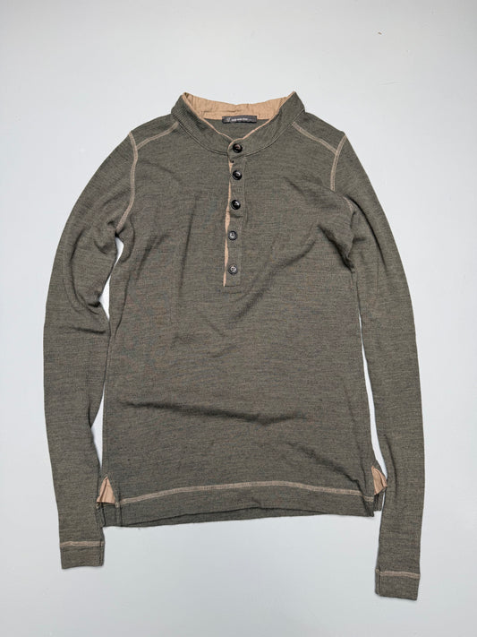 if only was true.... ribbed cotton and silk long-sleeve t-shirt - men's size 48