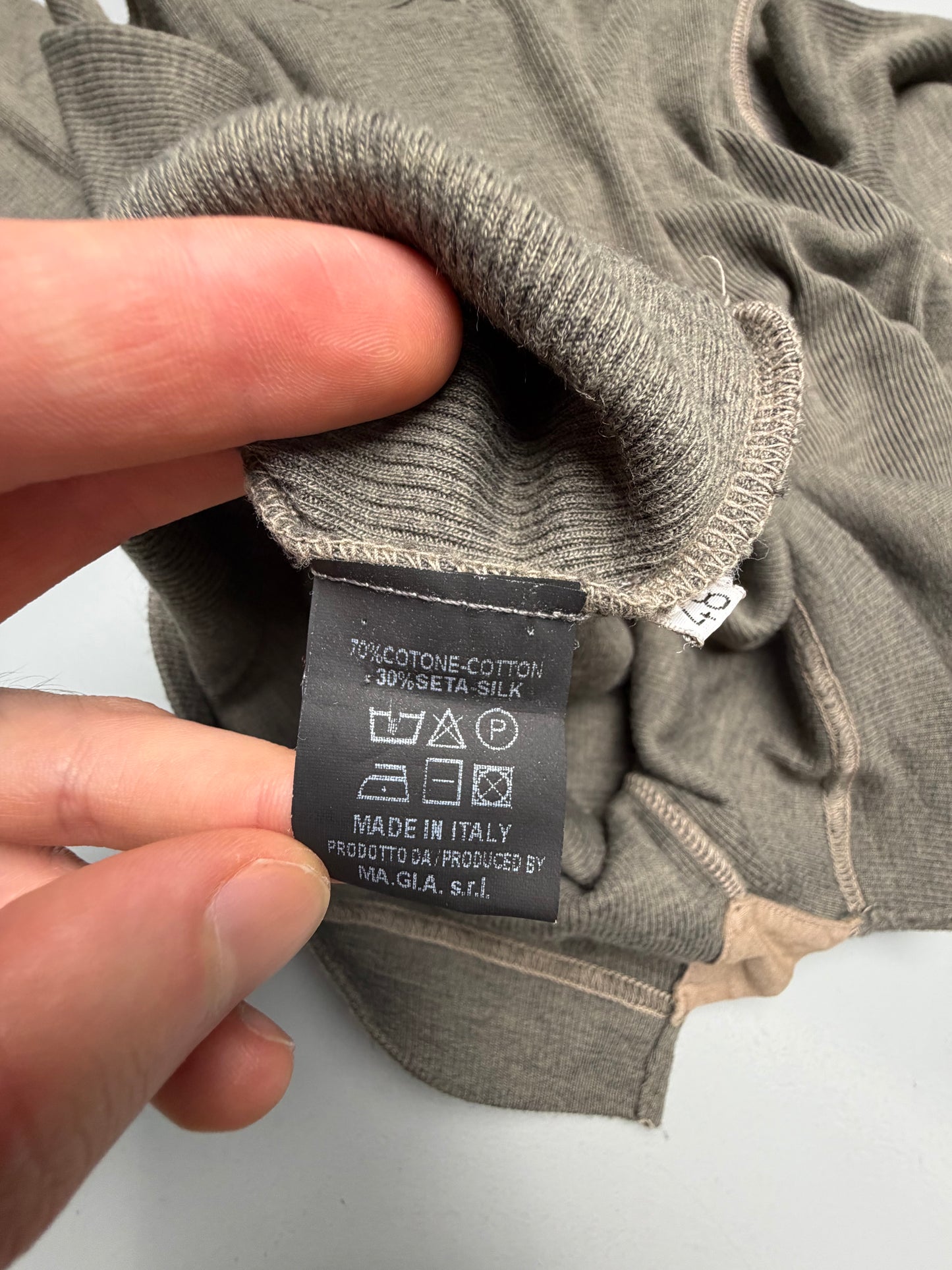if only was true.... ribbed cotton and silk long-sleeve t-shirt - men's size 48