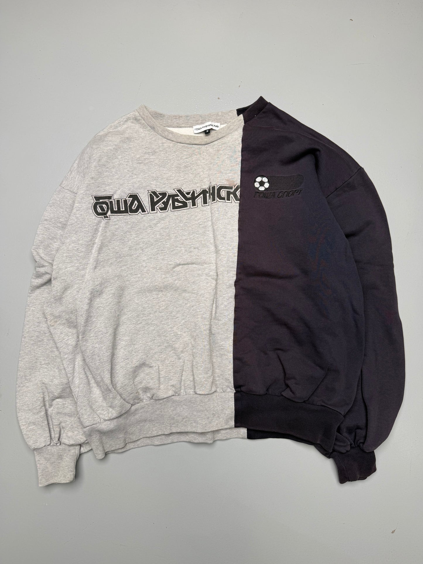 Gosha Rubchinskiy S/S 2018 split crewneck (grey/navy) - size M