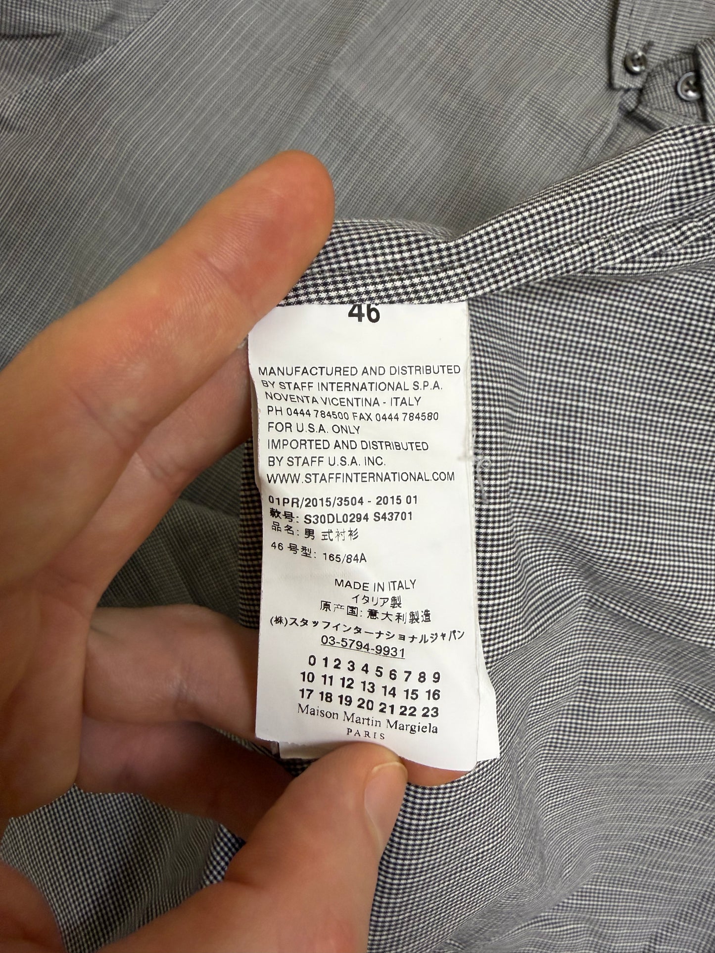 Maison Martin Margiela S/S 2015 slim fit men's shirt - size 46