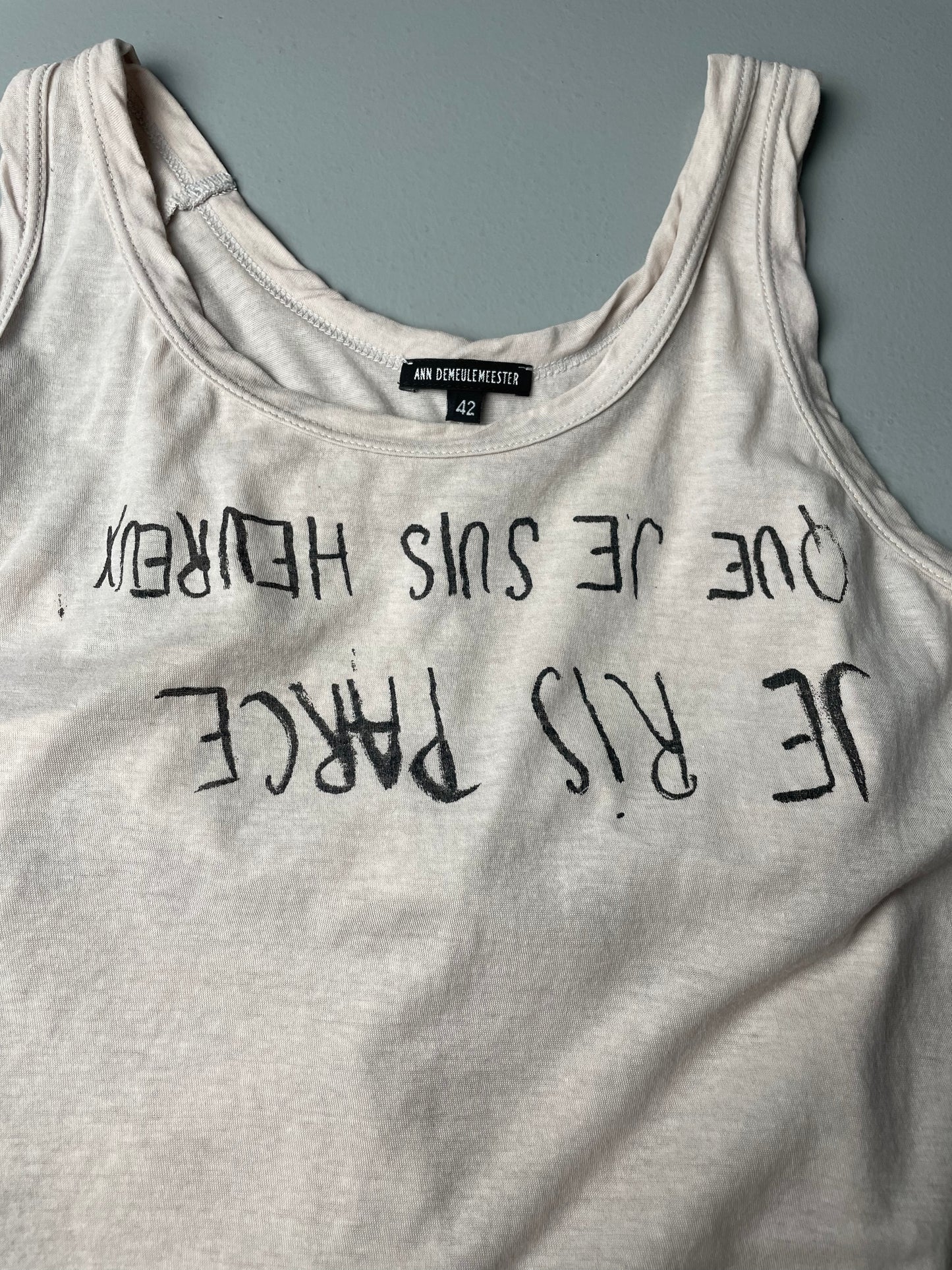 Ann Demeulemeester "I laugh Because I'm Happy" tank top with laces - women's size 42