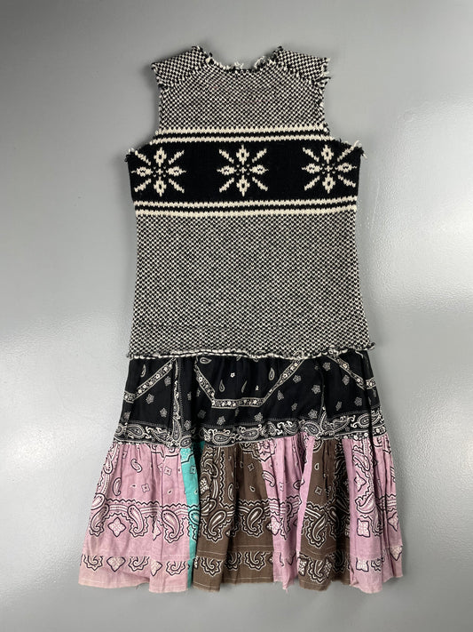 Junya Watanabe MAN Pink A/W 2003 wool tank top with bandana skirt - size S