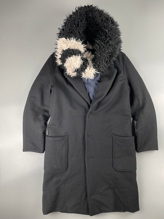 Y-3 A/W 2014 reversible wool coat with removable faux fur collar - women's size M